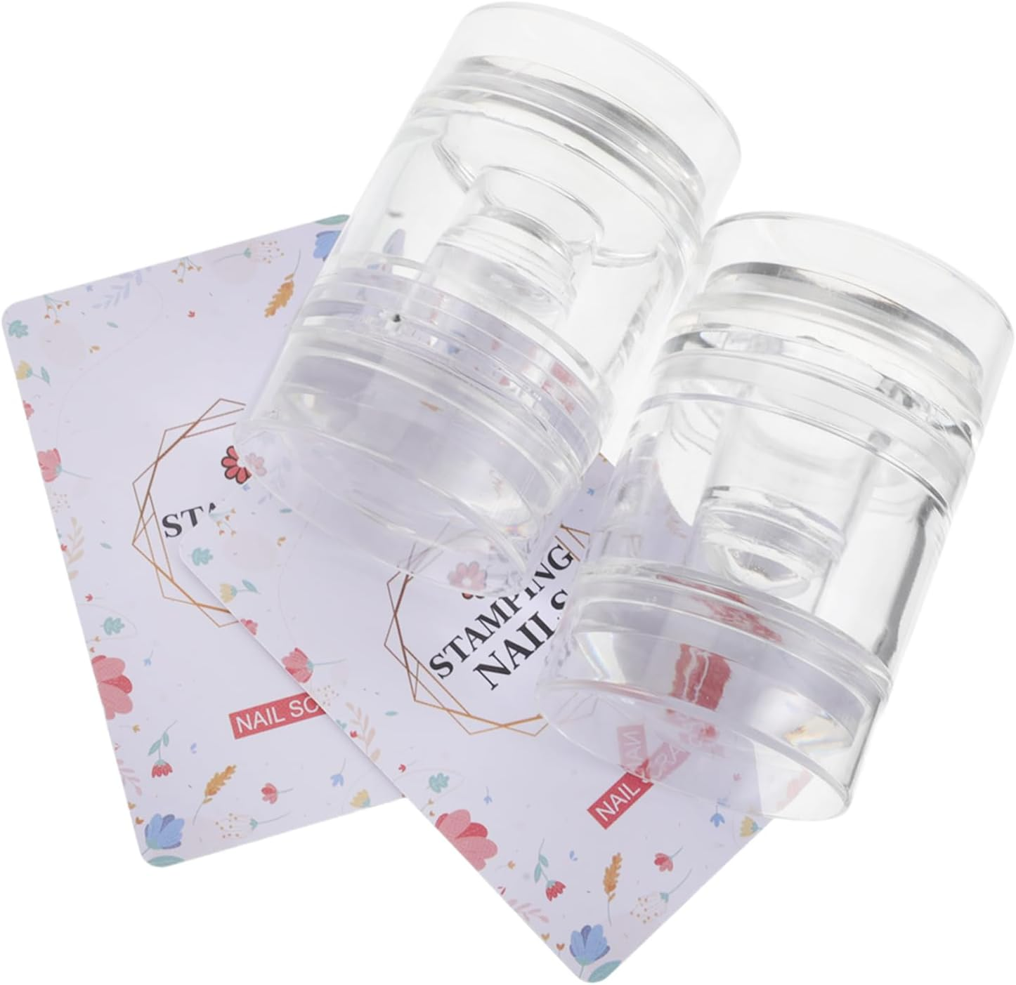 NOLITOY 2Pcs Transparent French Tip Nail Stamper for Nails Clear Silicone Stamping Jelly with Soft Printer for DIY Salon Home Use image number 4