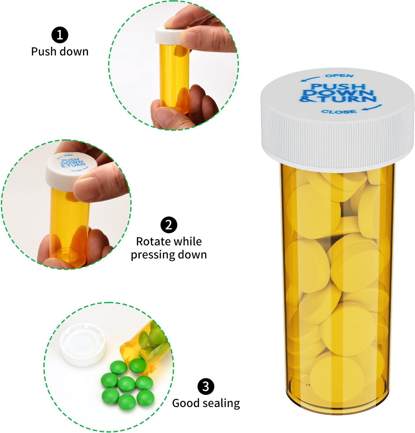 Empty Plastic Medicine Pill Bottles with Child Resistant Caps (20 Pack), 6 Dram Small  Medicine Containers Travel Pill Vials Clear Pill Case Organizers image number 6