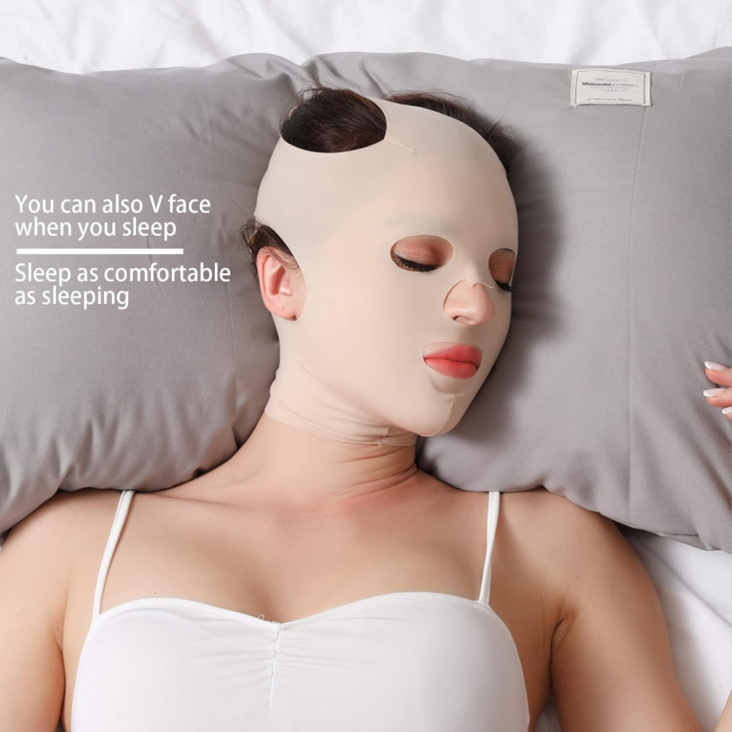 Facial Slimming Strap，Facial Slimming Mask Chin Strap Three Dimensional V Shaped Face Slimming Belt Eliminates Sagging Skin and Improves Contour (Colour of Skin, One Size) image number 3
