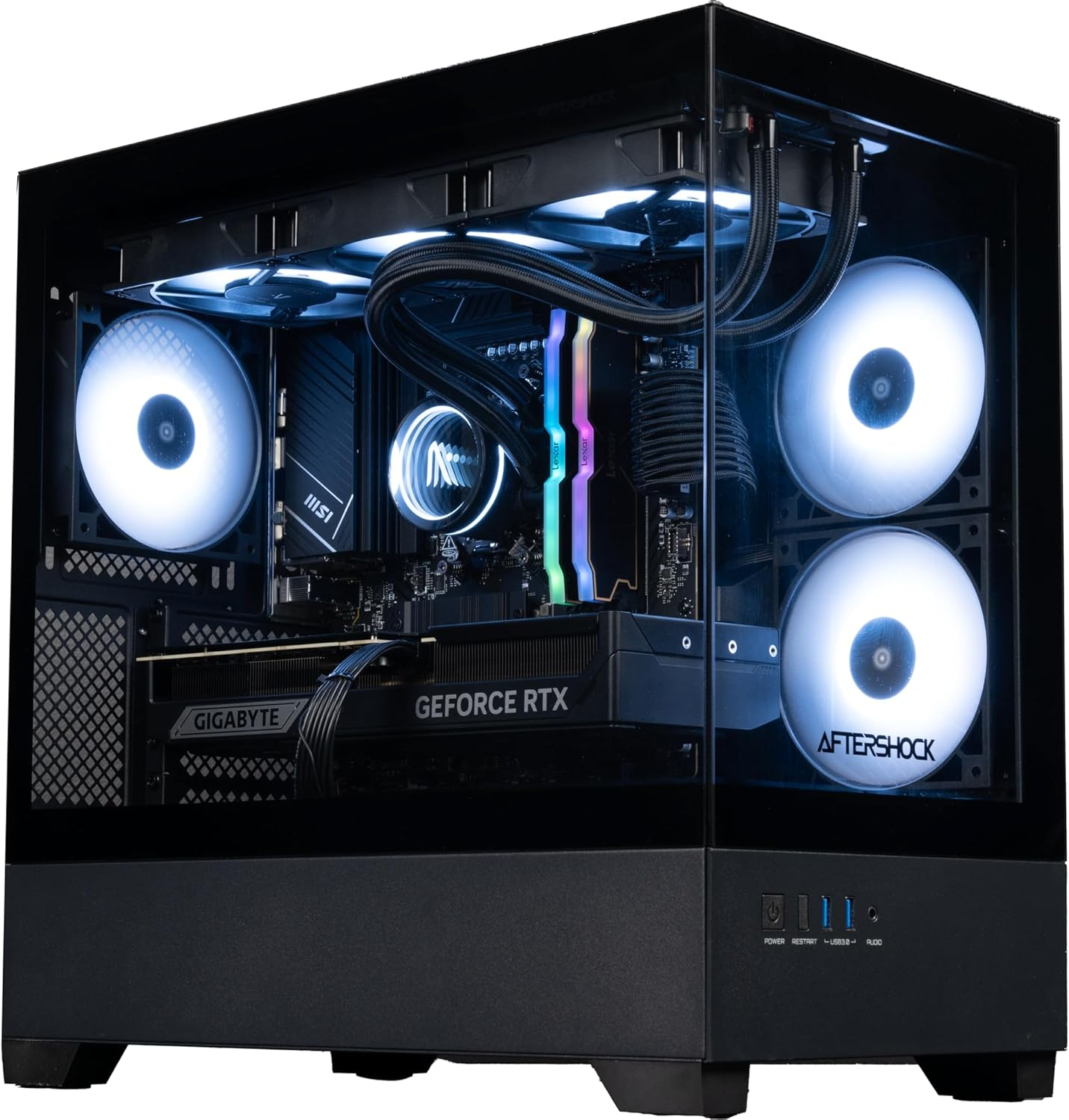 Aftershock Gaming PC | Chamber Black | AMD Ryzen 7 7700 | RTX 5070Ti 16GB | 32GB DDR5 RAM | B650M-A Wi-Fi MOBO | 1TB Gen4 SSD | 850W PSU | Windows 11 image number 1