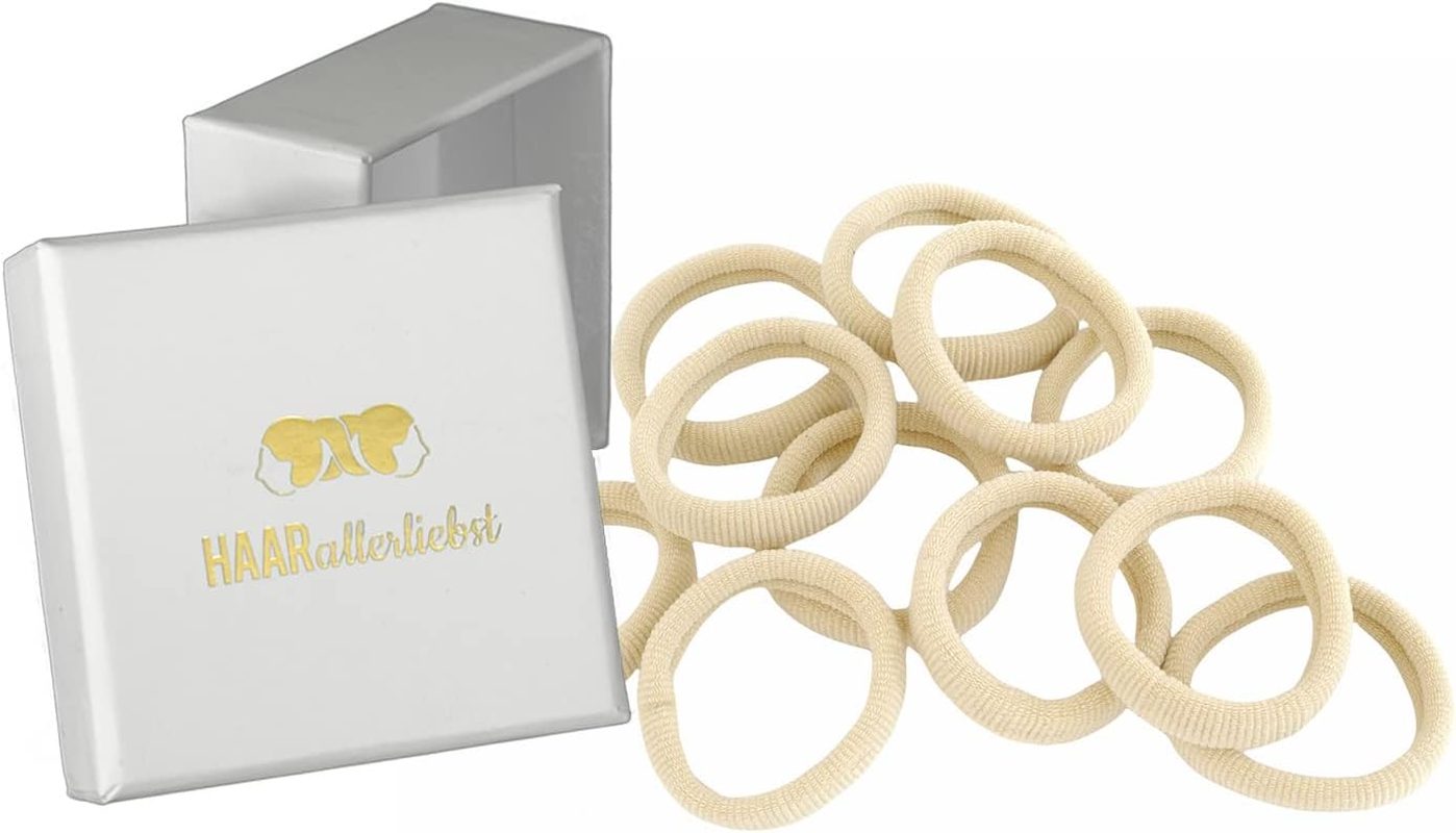 Haarallerliebst Hair Bobbles Extra Soft (Pack of 10 | Dark Brown | 4 Cm) with Box for Storage (Box Colour: White; Colour: Brown) - Box Colour: Pink; Colour: Black image number 4