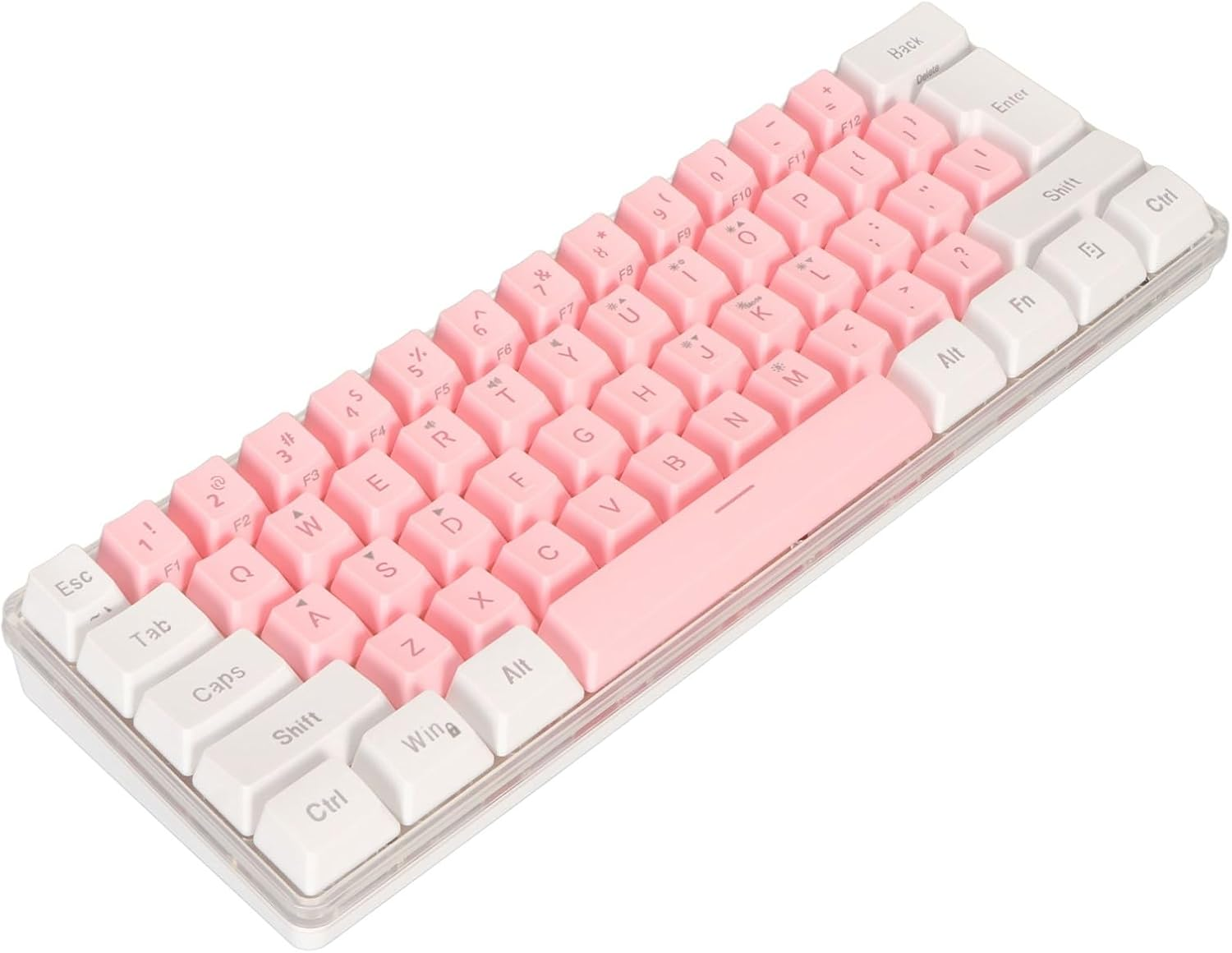 Gaming Keyboard, USB Wired Compact Keyboard RGB Backlight Mimicry Machine Technology Space-Saving Travel Typer (White Pink) image number 2