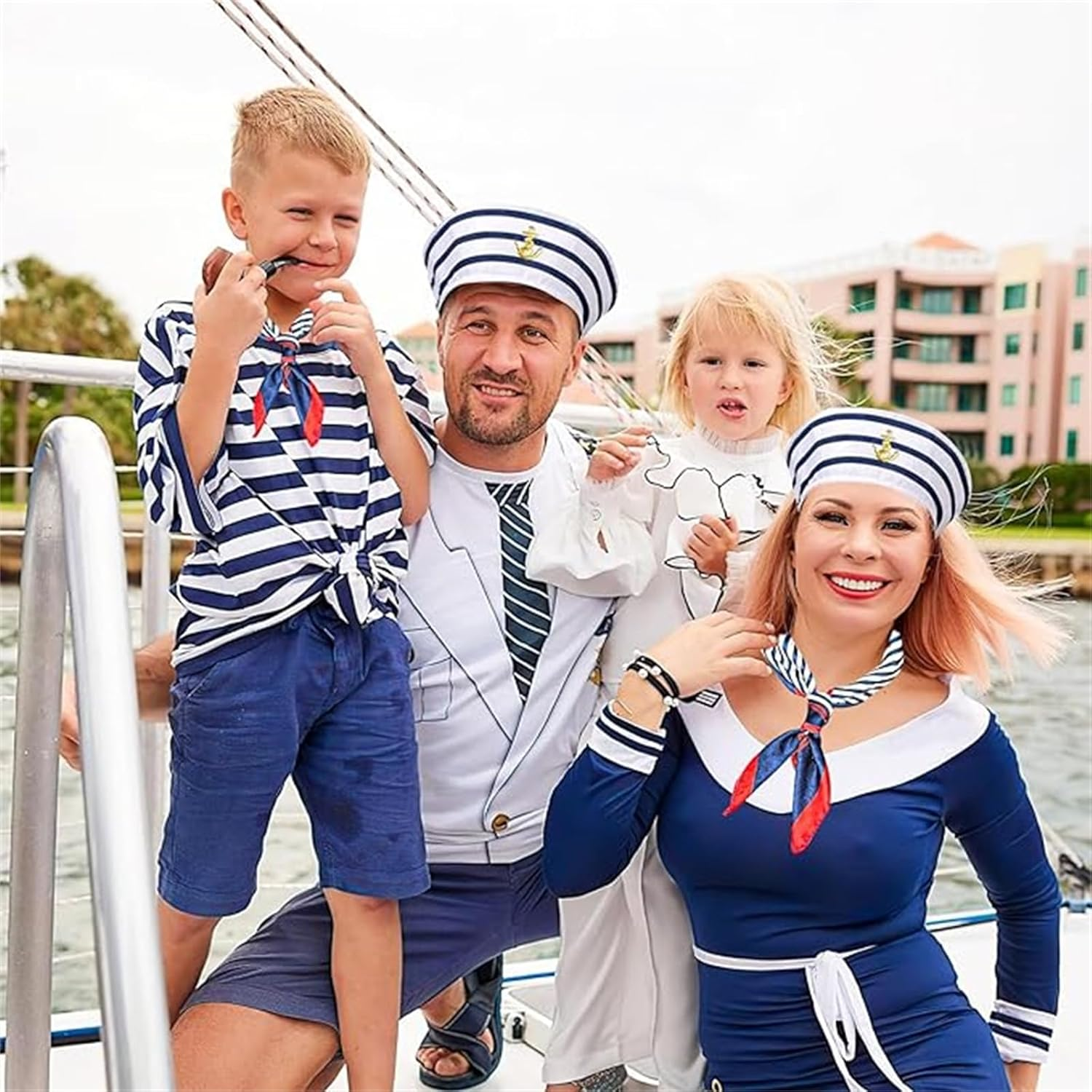 2-Piece Sailor Hat & Scarf Set, Navy Blue, Unisex-Adults, Costume Accessory, Sailor Costume, Party Accessory image number 5