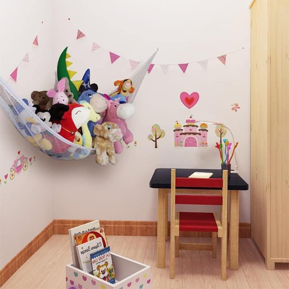 2Pcs Stuffed Animal Storage Net Hammock, Betterjonny Toy Storage Hammock Large Mesh Toys Holder Net Organizer Wall Sling Corner Storage Net for Store Plush Dolls image number 3