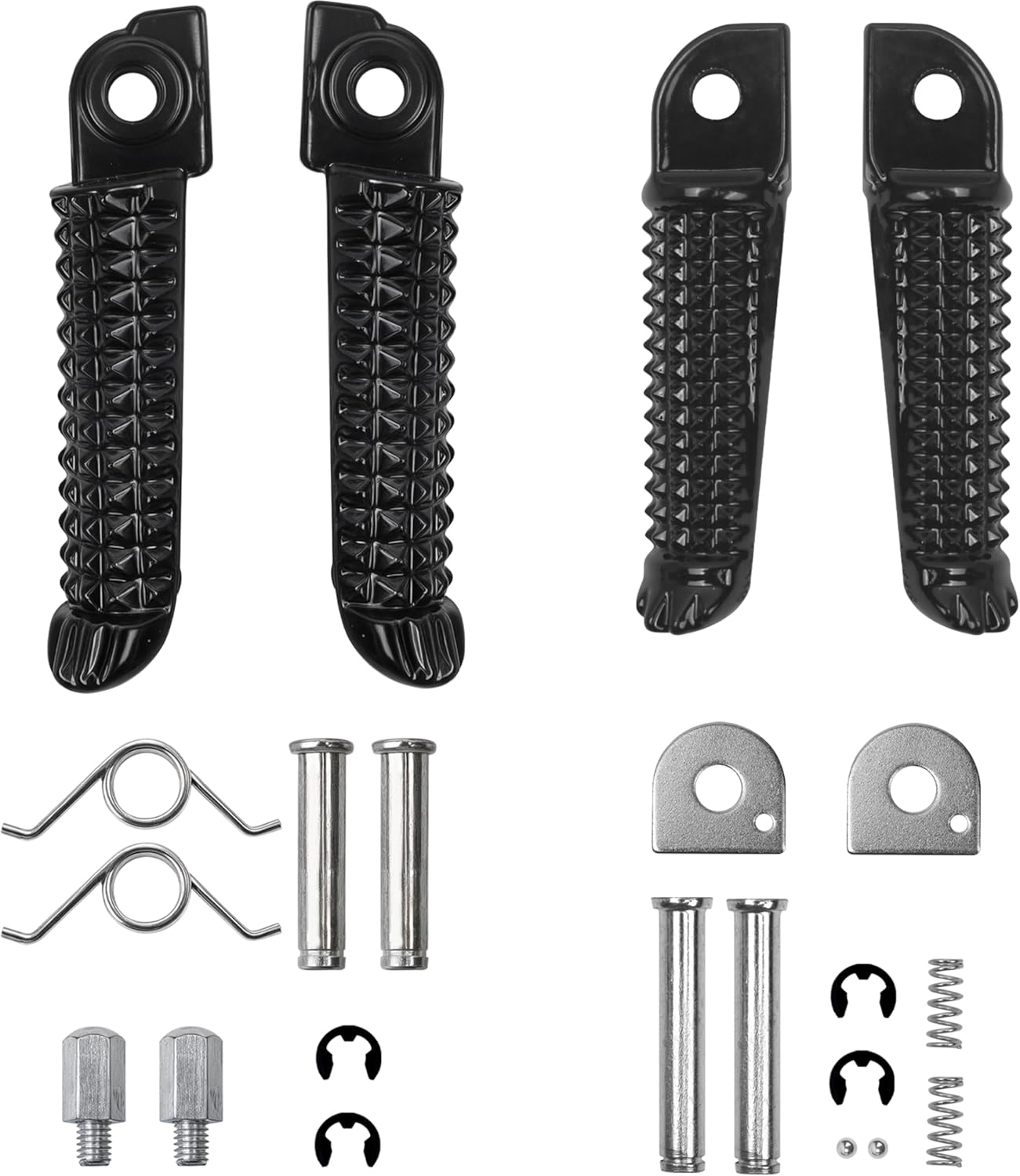 2 Set Motorcycle Footrests Fits for Yamaha YZF R1 1998-2019, R6 2003-2020, R3/R25, MT25, MT03 2014-2023, Foot Pegs Pedal for Front and Rear (Black) image number 1