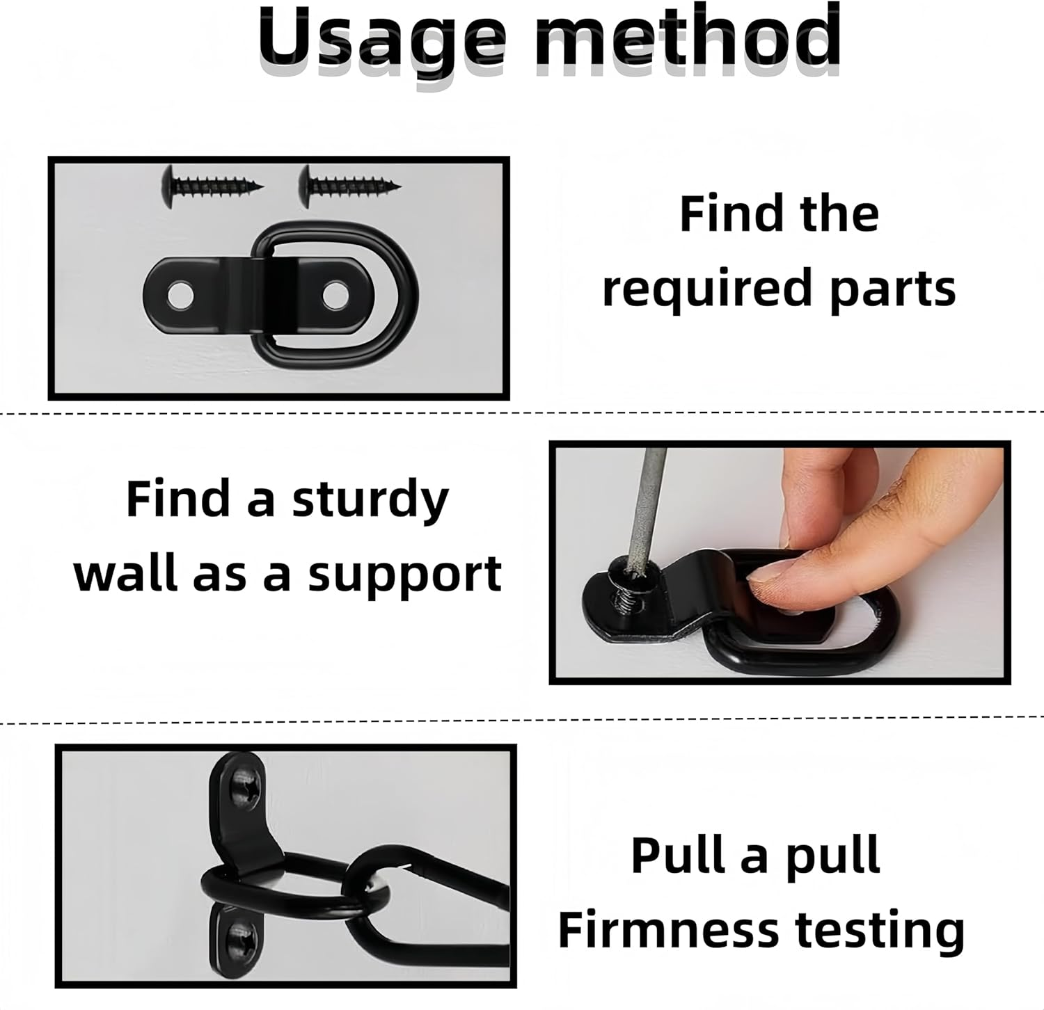 6PCS Stainless Steel D Rings Tie down Anchors,1/4" D Lashing Ring Cargo Tie down Anchors,For Trailer Truck Bed Bracket Enclosed Points Pickup Camper Surface Mount D-Ring Heavy Duty image number 2