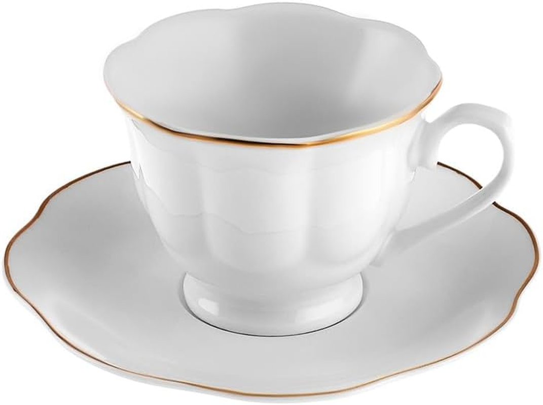 Karaca &Ccedil;an Porcelain Espresso Turkish Coffee Cup Set of 6, 12 Piece, 90Ml, Cup and Saucers, Espresso Cups, Small Coffee Cups, White Gold image number 4