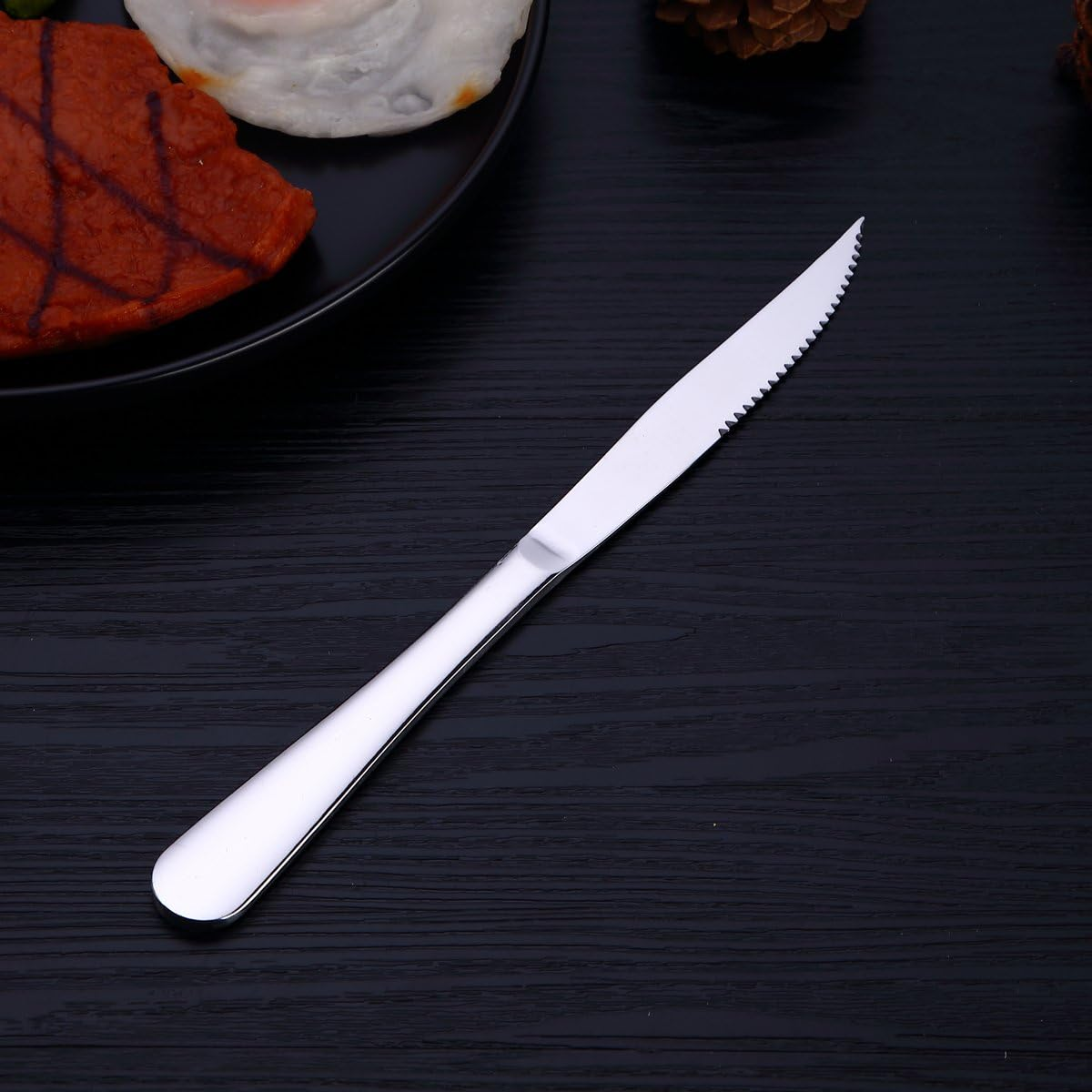 Berglander Stainless Steel Steak Knives Heavy Duty Steak Knife for Chefs Great for BBQ Weddings Dinners Parties Homes Kitchens Flatware Cultery Set Silverware Pack of 6 image number 5