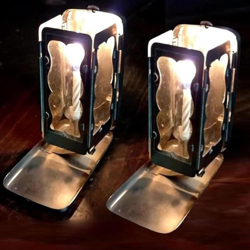 Folding Pocket Candle Lantern,Portable Stainless Steel Mini Lantern,Punk Vintage Folding Candle Lantern,2025 New Small Pocket Candle Lantern for Camping, Hiking Travel, Unique Gift Idea