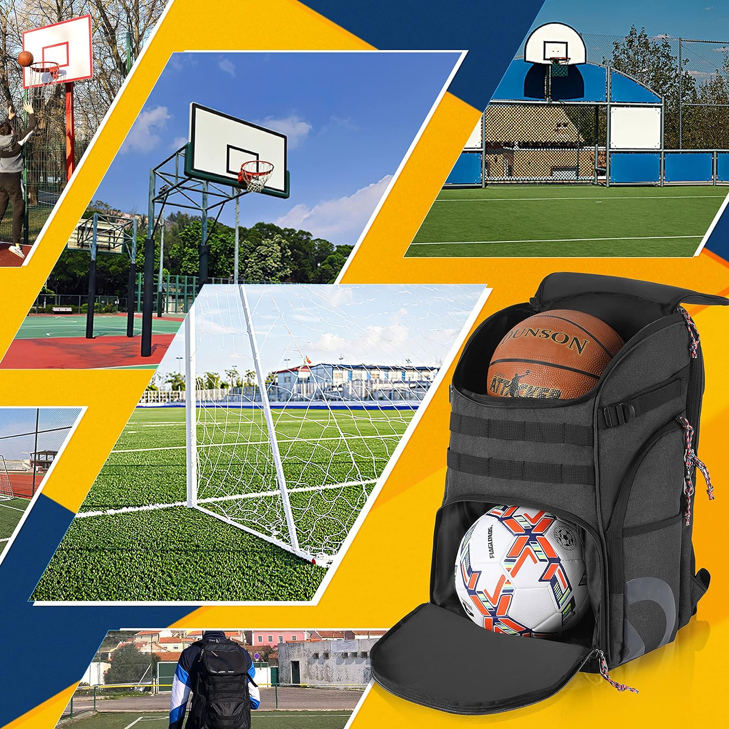 TRAILKICKER 35L Soccer Backpack with Ball Compartment 17" Laptop Compartment and Bonus Attachable Laundry/Shoe Bag, Outdoor Sports Backpack Gym Bag for Basketball, Soccer, Football & Volleyball image number 2