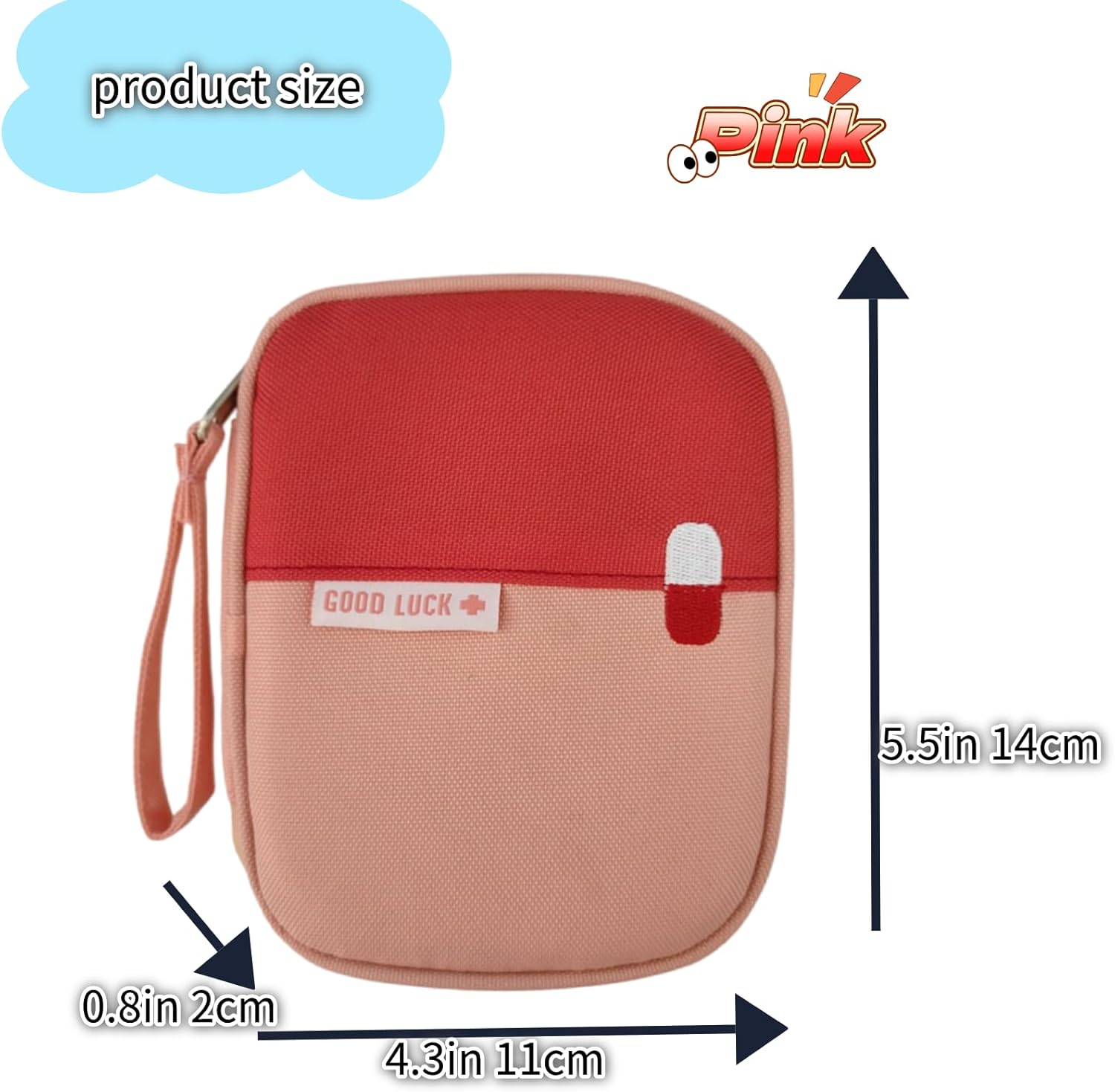 Kalione Pink First Aid Storage Pouch, Water-Resistant Medical Organizer Bag with Segmented Compartments, Portable Emergency Kit Case for Travel，Mini ，Multi-Function Health and Household Supplies image number 3