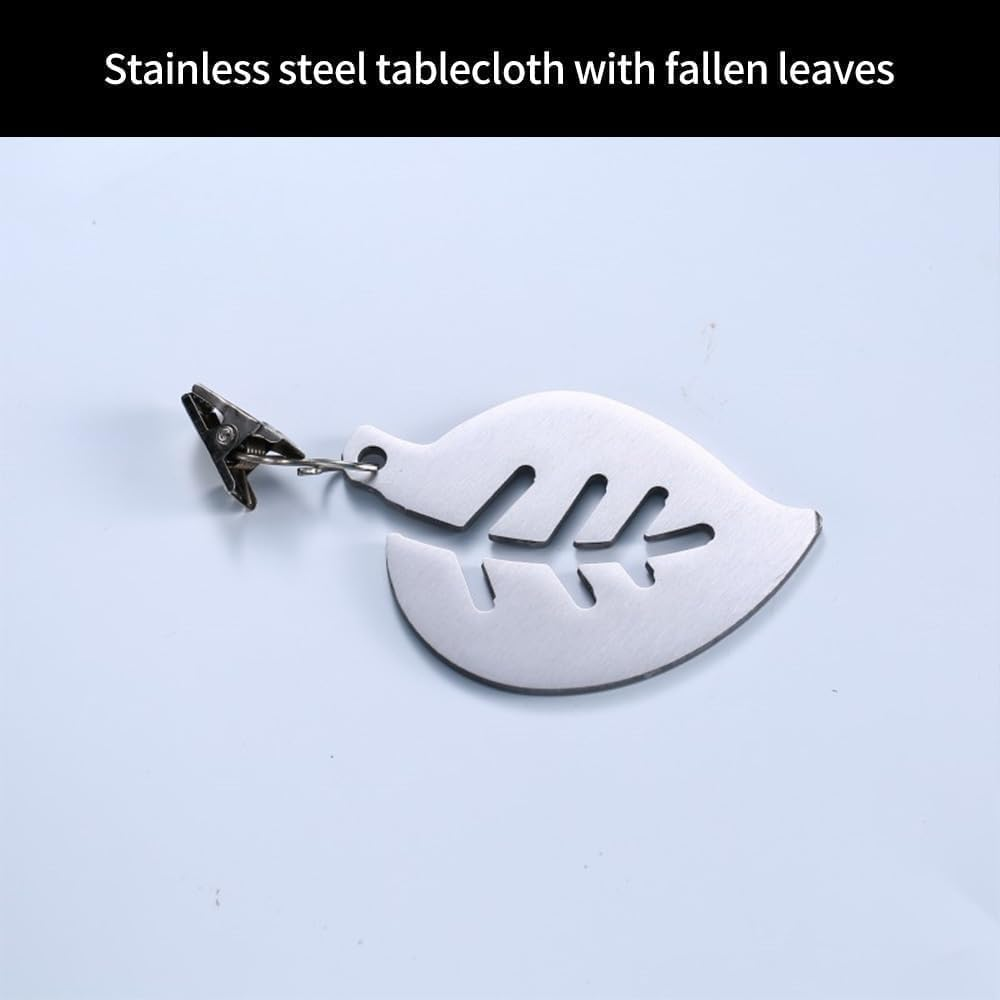 8Pcs Tablecloth Weights Pendant Stainless Steel Tablecloth Clip Leaves Shaped Metal for Dinner Table Family Dining Table Decoration image number 2