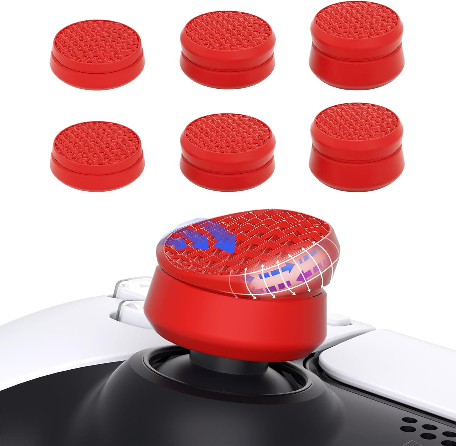 Playvital 3 Height Armor Thumbs Cushion Caps Thumb Grips for Ps5, for Ps4, Thumbstick Grip for Xbox Core Wireless Controller, Thumb Grips for Xbox One, Elite Series 2, for Switch Pro - Passion Red