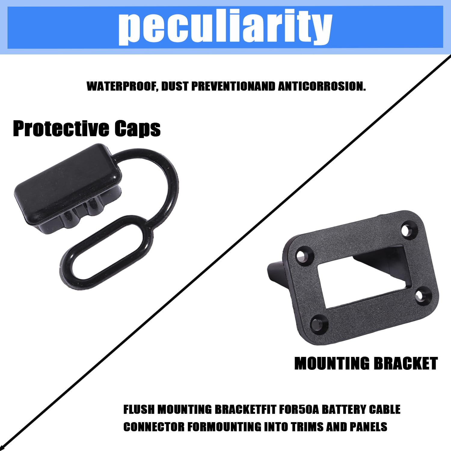 Aikoolwer Anderson Plug Connector Harness Connectors Kit Battery Cables Quick Disconnect Mounting Bracket for Winch Trailer Rv Truck Wiring