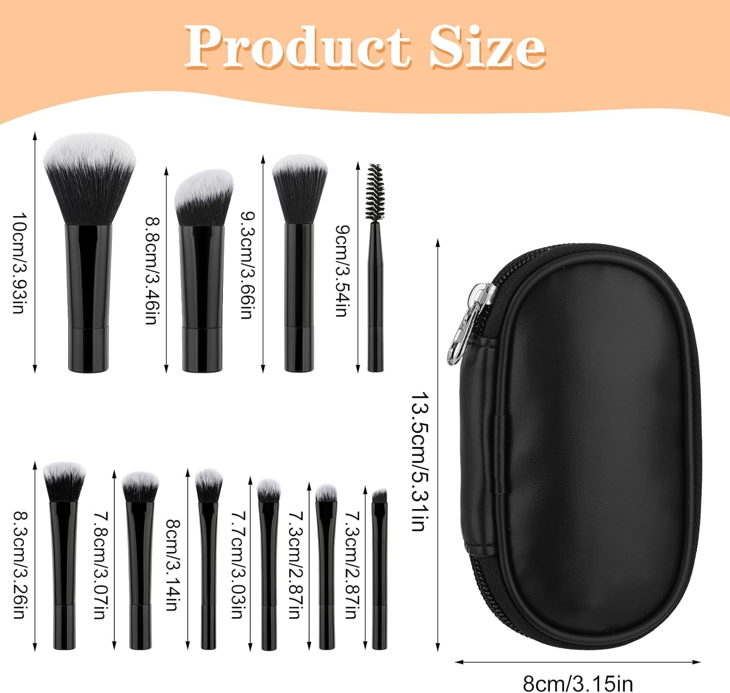 10 Pcs Travel Makeup Brush Set Mini Makeup Brushes Travel Size with Pack Portable Small Eyeshadow Eye Lipstick Foundation Brush Shadow Contour Blush Concealer (Black) - Colorful image number 4