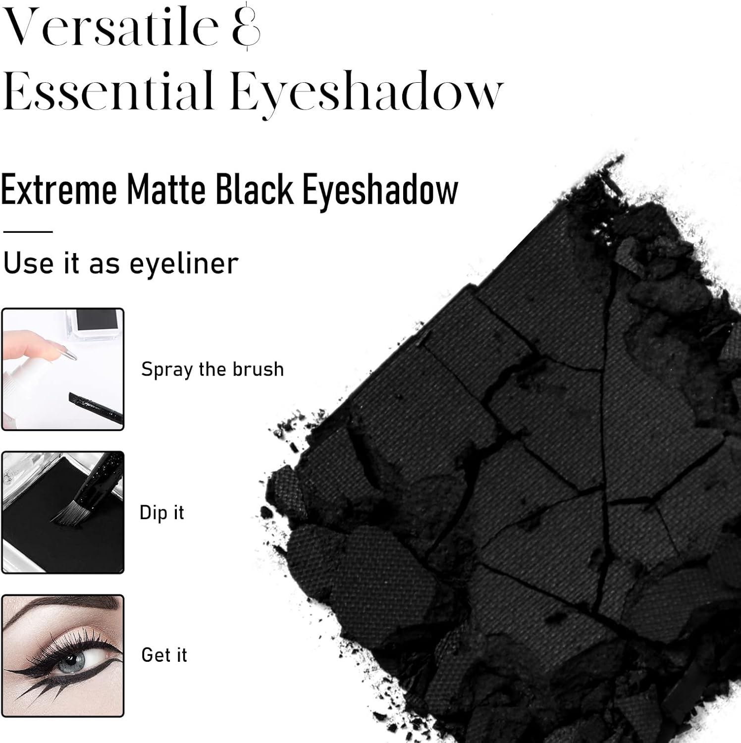 BEPHOLAN 2 PCS Single Matte Black White Eyeshadow Palette,Eyeliner Powder Goth Makeup Eyeshadow,Gothic Vampire Makeup Kit - Blackwhite image number 2