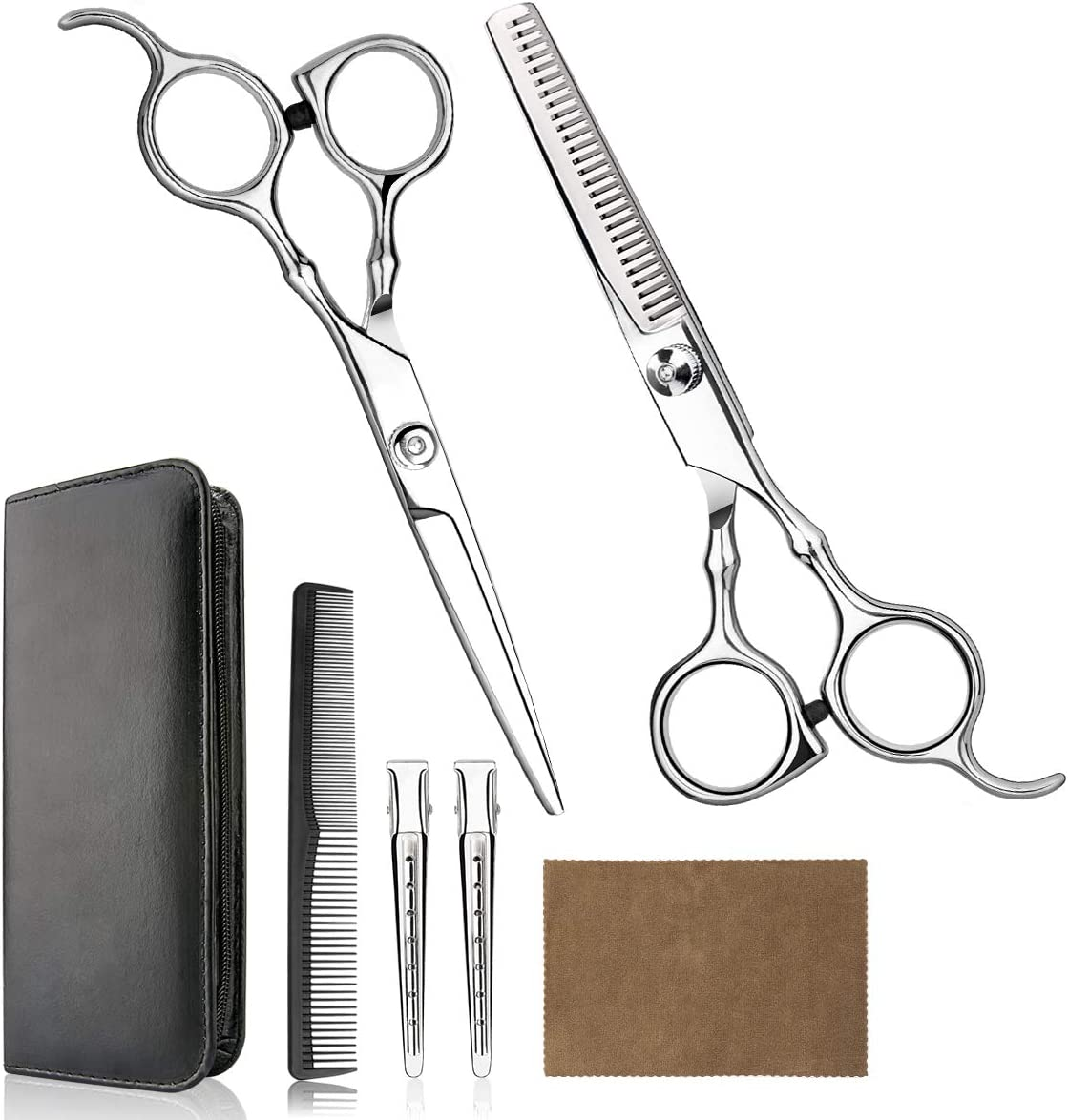 Professional Home Hair Cutting Kit - Quality Home Haircutting Scissors Barber/Salon/Home Thinning Shears Kit with Comb and Case for Men and Women