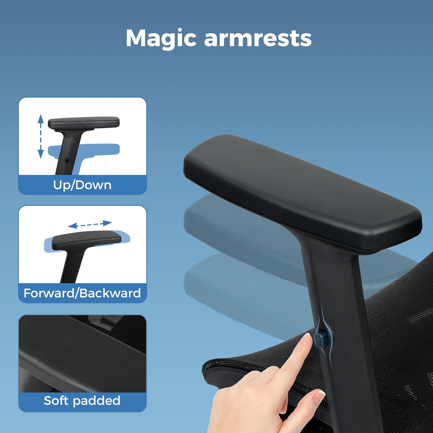 LEVEDE Ergonomic Office Chair with Foot Rest, Mesh Office Chair 4D Adjustable Armrest and Office Chair Lumbar Support, 150Kg Capacity Reclining Wide Home Office Desk Chairs(Black) - Brown image number 2