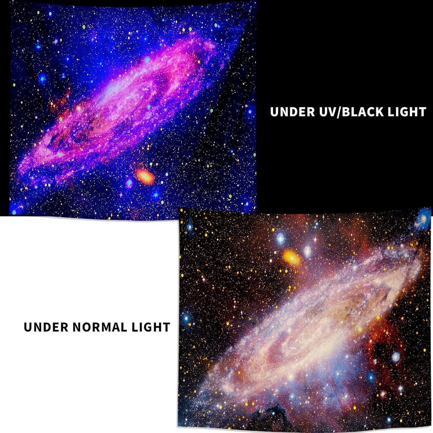 Psyhilar Blacklight Posters for Adults and Teens, Space Galaxy Backdrop UV Reactive, Black Light Tapestry for Boys Room (91 X 71 Inches) image number 5