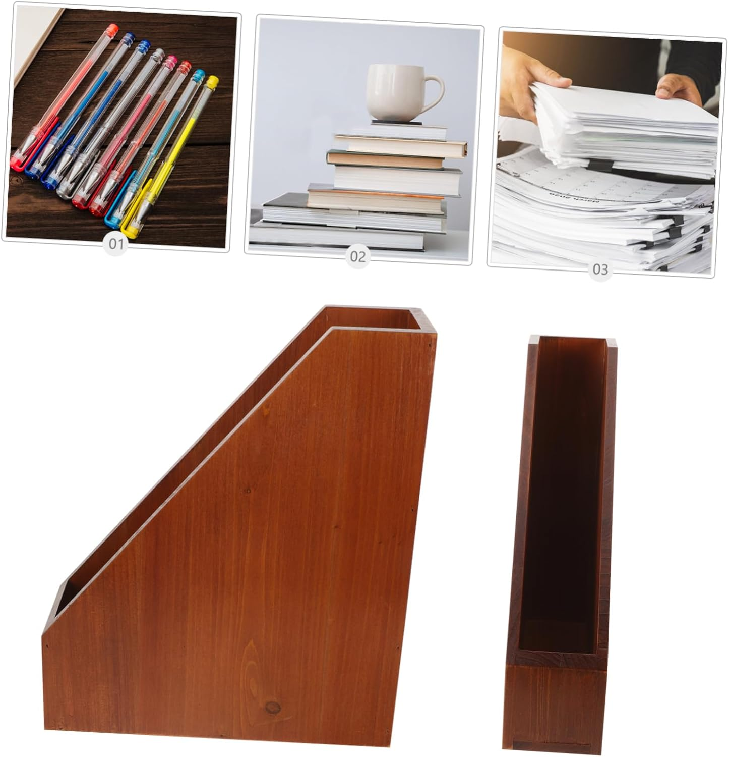 STOBOK Desktop Storage Box Solid Wood Organizer for Office and Home Multi-Purpose Sundries and File Storage Clutter Tabletop Ample Capacity for Desk Accessories