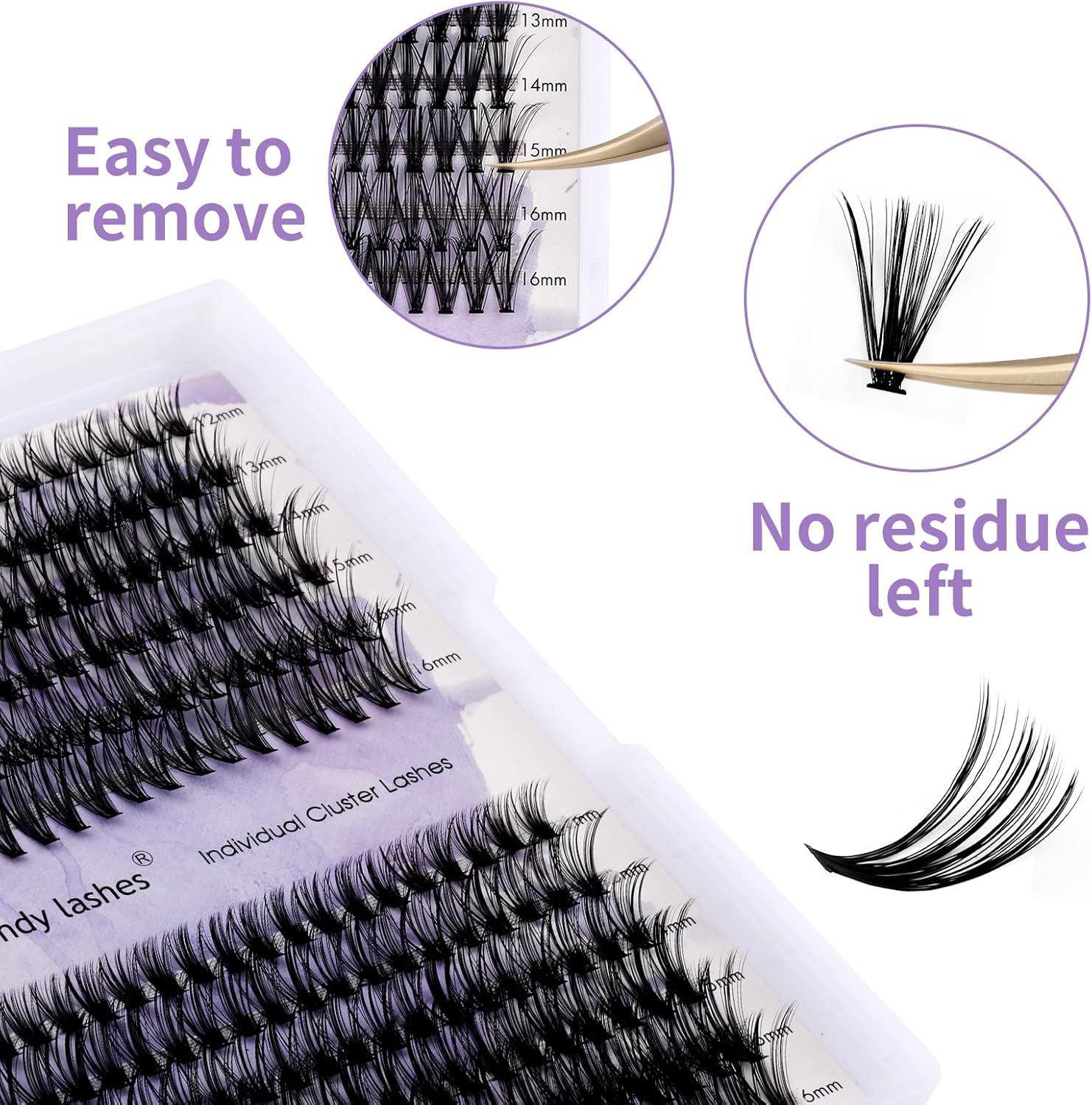 Cluster Eyelashes 30D/40D 240PCS 12-16Mm Mixed Individual Lashes C/D Curl 0.07Mm Matte Black Cluster Eyelash Extensions Soft Lightweight Individual Lashes Cluster 3D Effect (30/40D-C, 12-16Mm Mixed) image number 4