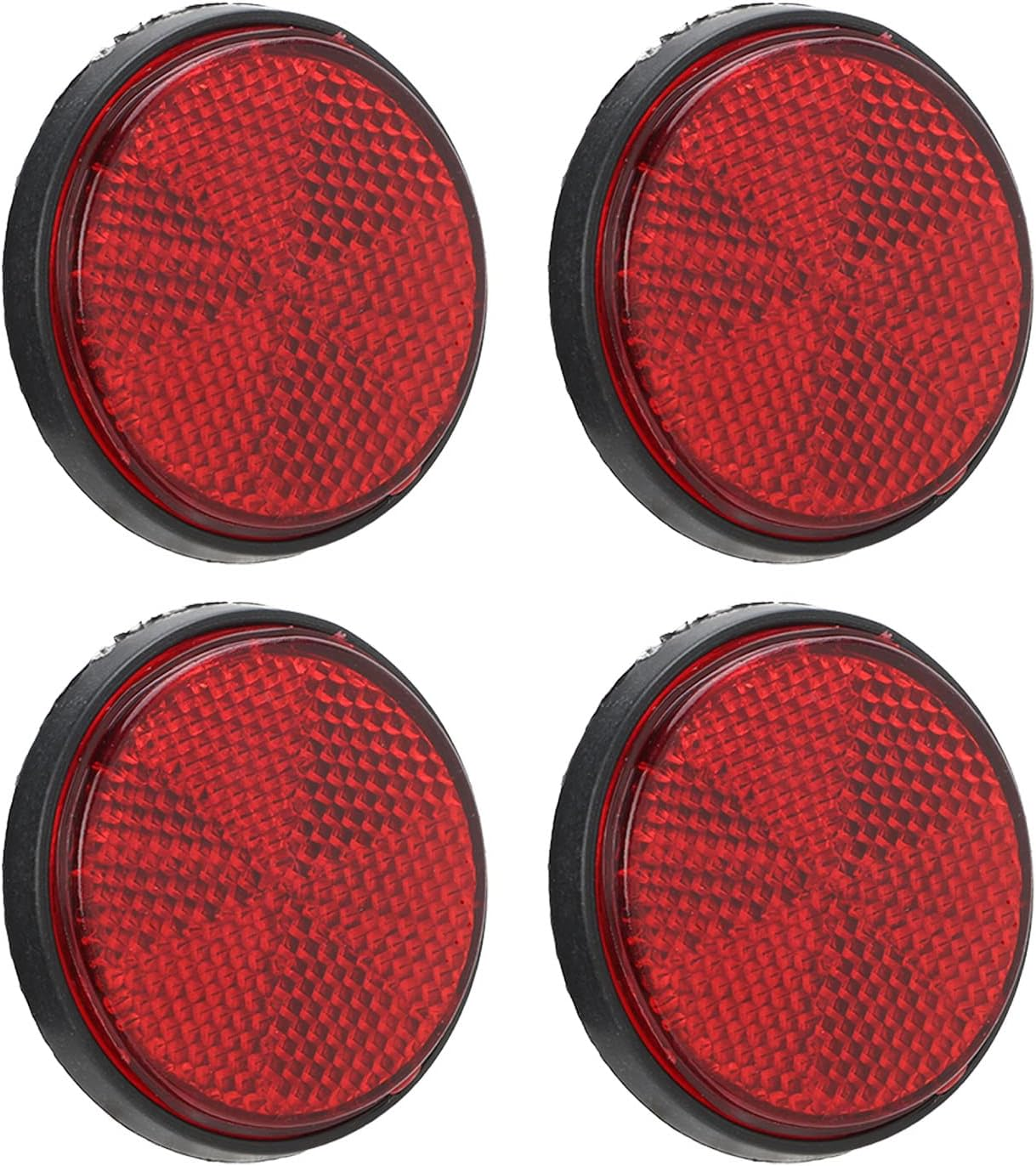 4Pcs 2 Inch round Warning Reflectors in Red for Bikes, Semi-Trucks, Trailers, Boats, Horse Trailers, Scooter, ATV - Motorcycle round Bike Safety,Other Accessories image number 1