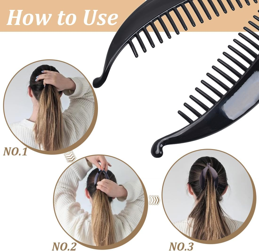 Pack of 4 Banana Clips, Banana Hair Clips, Fish Tail Hair Clips, Ponytail Holder Clip