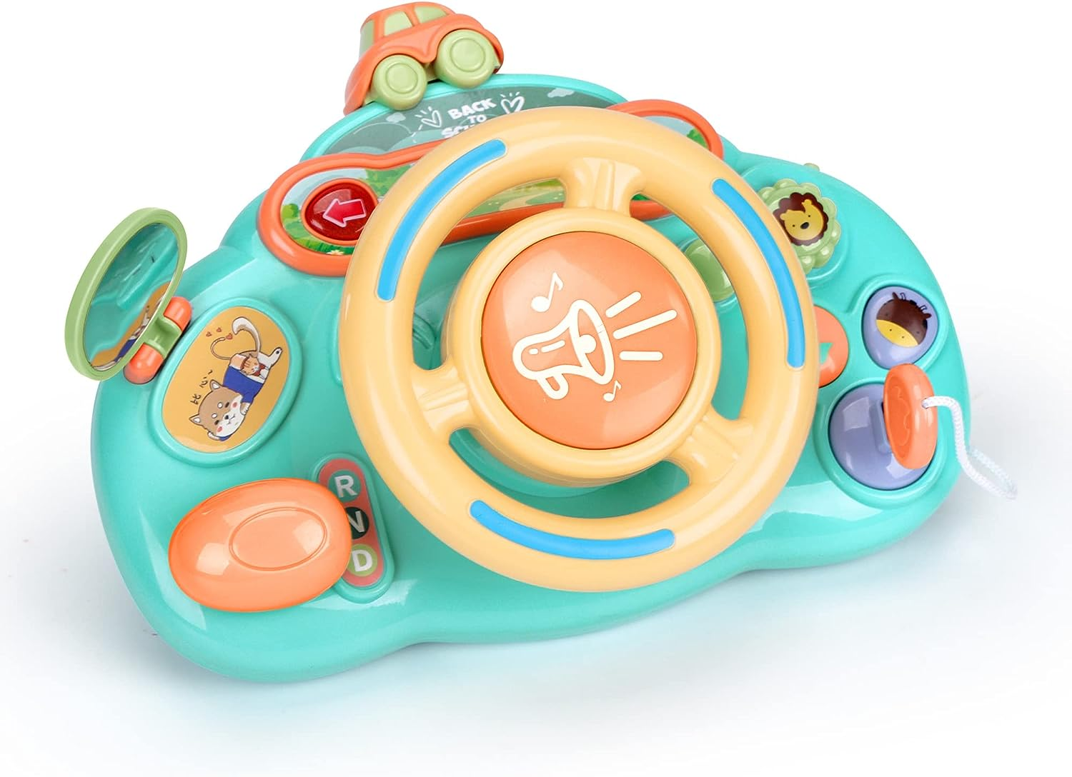 Baby Turn and Learn Driver Steering Wheel Toys, Musical and Light Toy for Toddler (Blue)