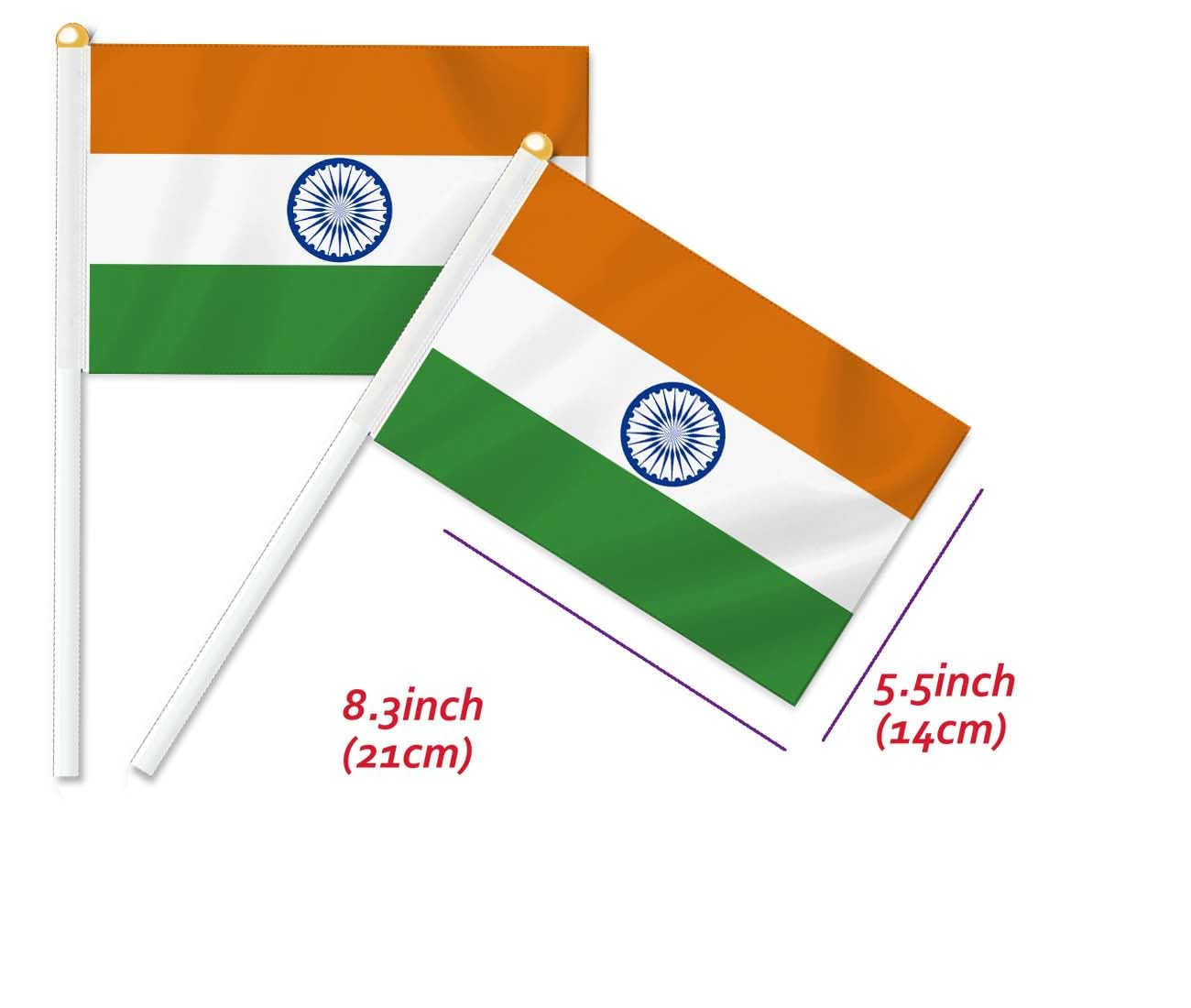 10 PCS India Handheld Small Flag, Indians Hand Held Mini Decor Decoration Banner image number 2