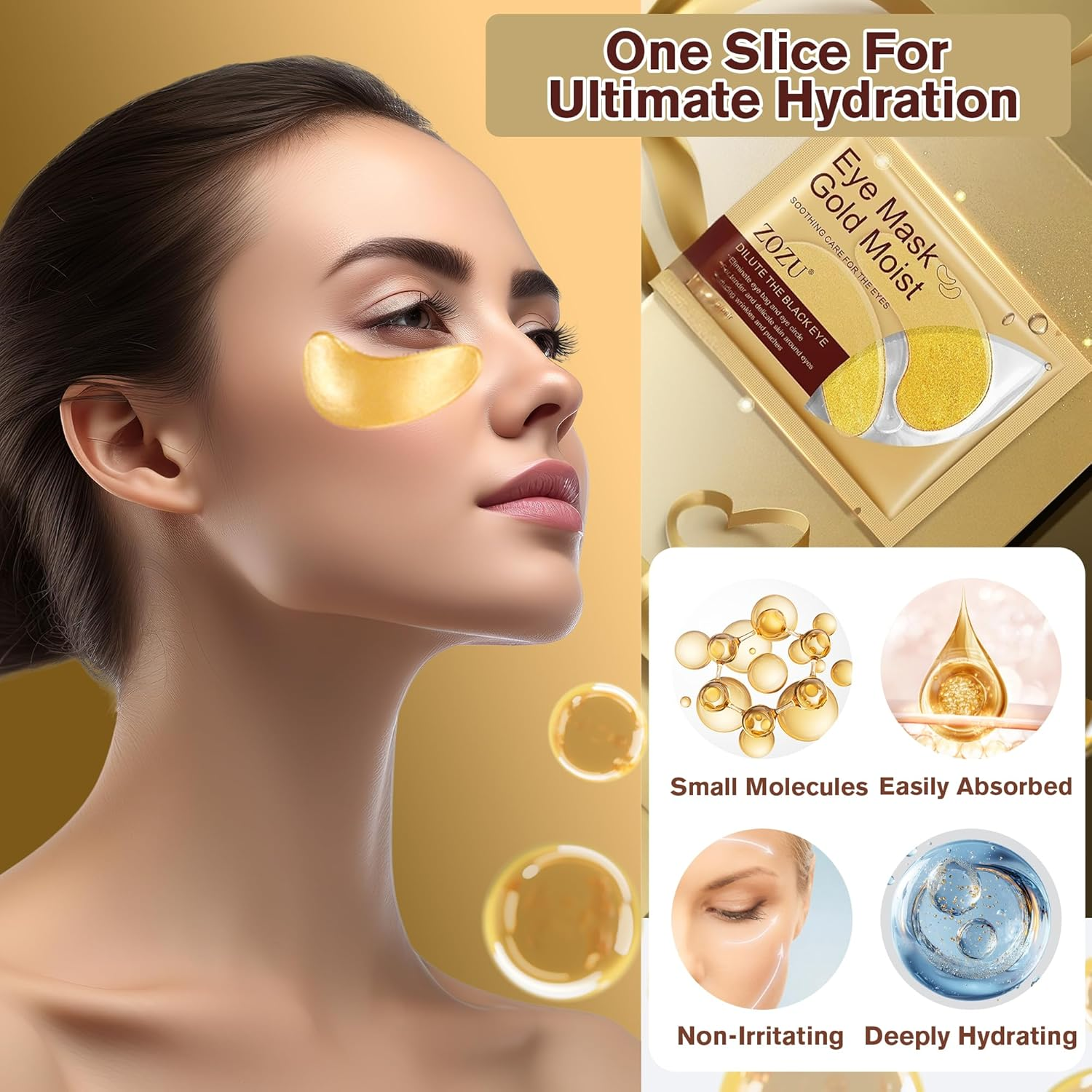 Lktvys Gold under Eye Patches &ndash; 20 Pairs / 40PCS Eye Gel anti Wrinkles Patches for Dark Circles, Wrinkle & Firming Patches &ndash; Eye Mask Skincare image number 6