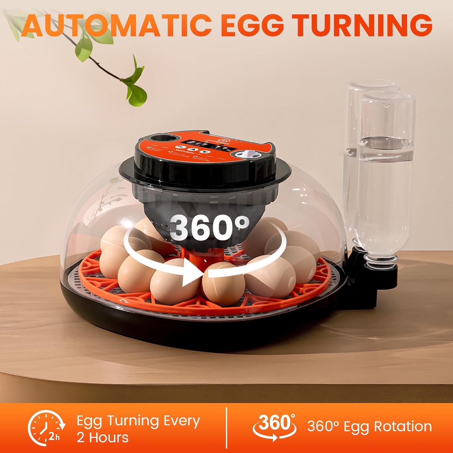 12 Egg Incubator for Hatching - Chicken, Duck, Quail & Goose &ndash; Automatic Egg Turner, Temperature & Humidity Control, Digital LED Display, Auto Water Refill System &ndash; Starter Kit with Plush Chick House image number 3