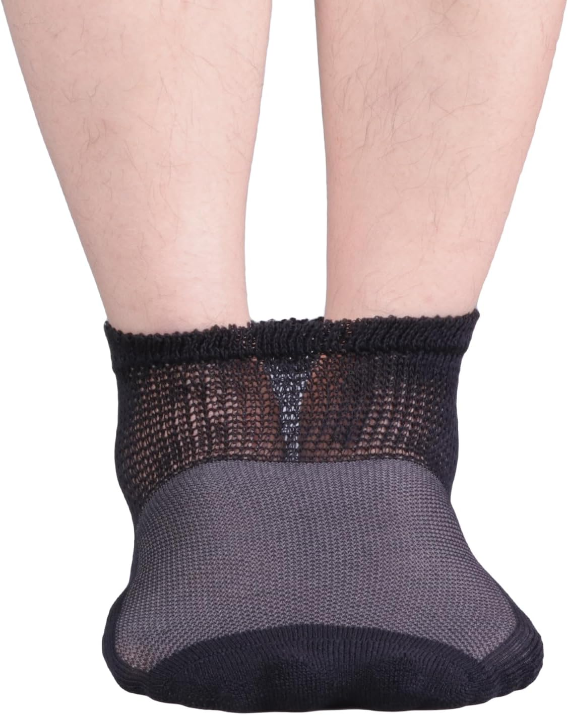 YUEDGE Men'S Bamboo Diabetic Socks with Non-Binding Top, Cushioned Crew Socks for Neuropathy Edema 5 Pairs Size 6-13US image number 2