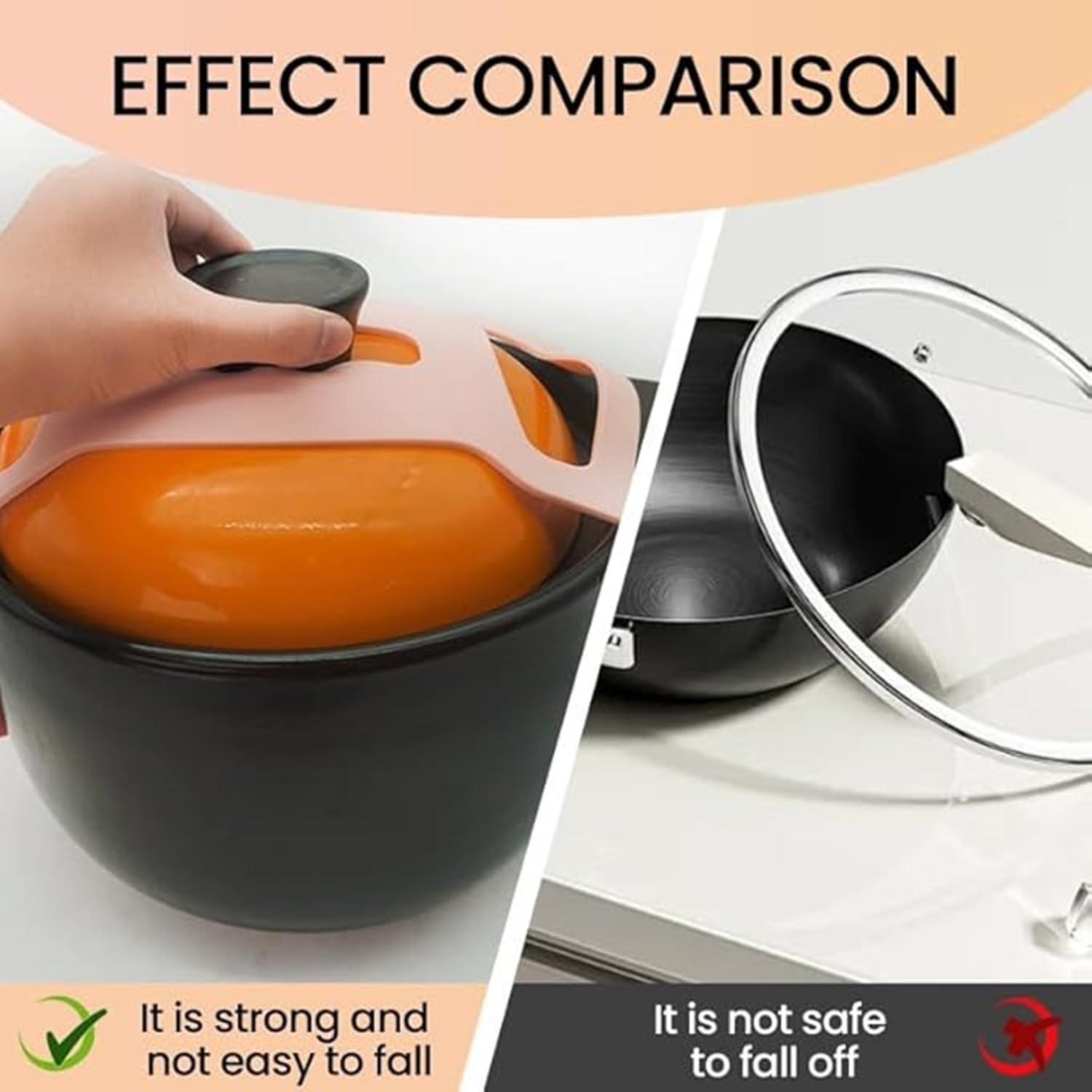 Silicone Lid Lock Strap for Crockpot Slow Cooker (6/7/8 Quart) - Universal Crockpot Lid Holder & Rubber Strap Alternative | Heat-Resistant, No-Spill Design Transport Accessories (Black) image number 2