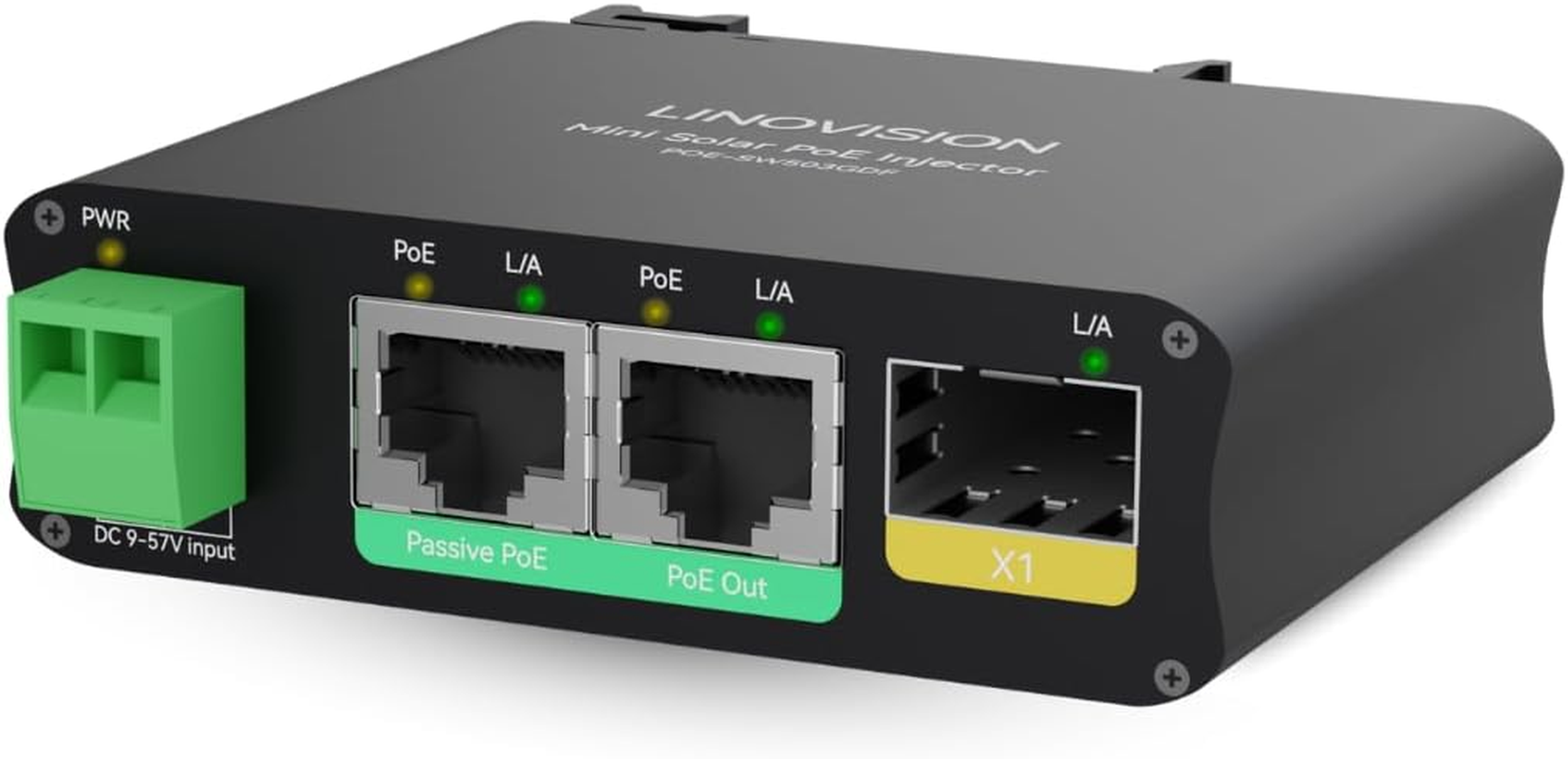 LINOVISION 2 Ports Mini Solar Poe Switch with Passive Poe Output and SFP Uplinks image number 4