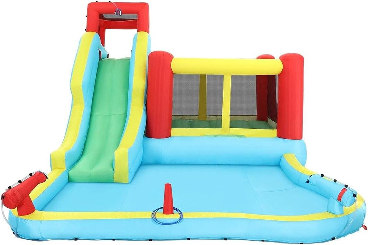 All in 1 Inflatable Water Park Water Slide Cannon Climbing Bouncer Castle Kids Play Toy image number 3