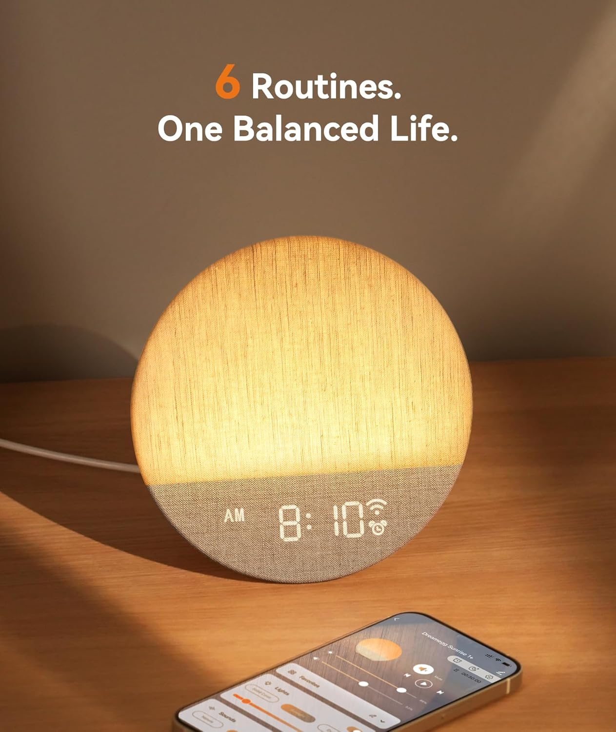 Dreamegg Sunrise Alarm Clock - Sunrise 1+ Sound Machine with 34 Soothing Sound, Sunset Simulation, Night Light, Smart/Physical Control, Routine Setting, Dimmable,White Noise Machine for Sleep, Gift image number 1