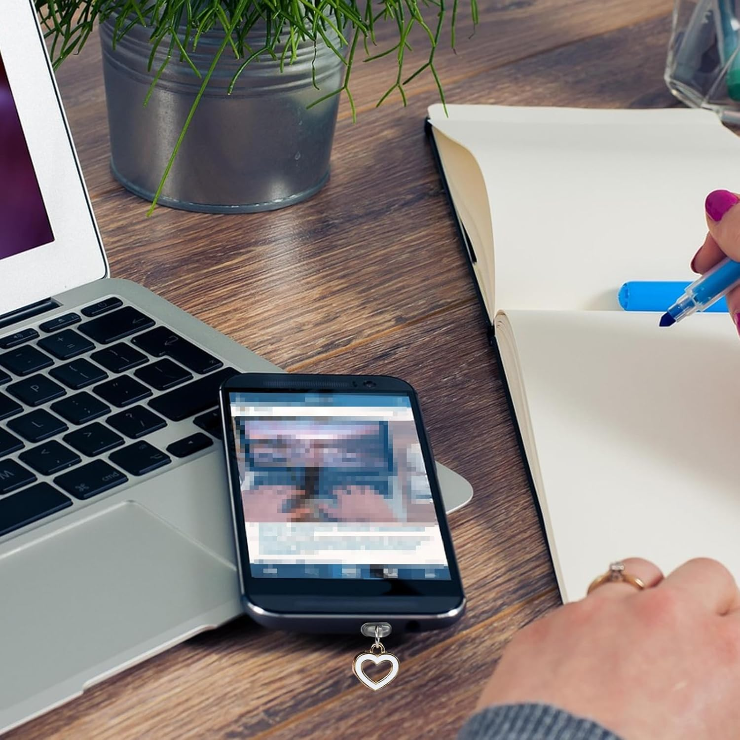 6-Piece Kindle Charms - Heart Designed - Type-C Dust Plug Charms for Kindle (2021-2024) - for Readers, Book Lovers, Teachers, Students, Men & Women - Stylish Accessories (White & Black) image number 5