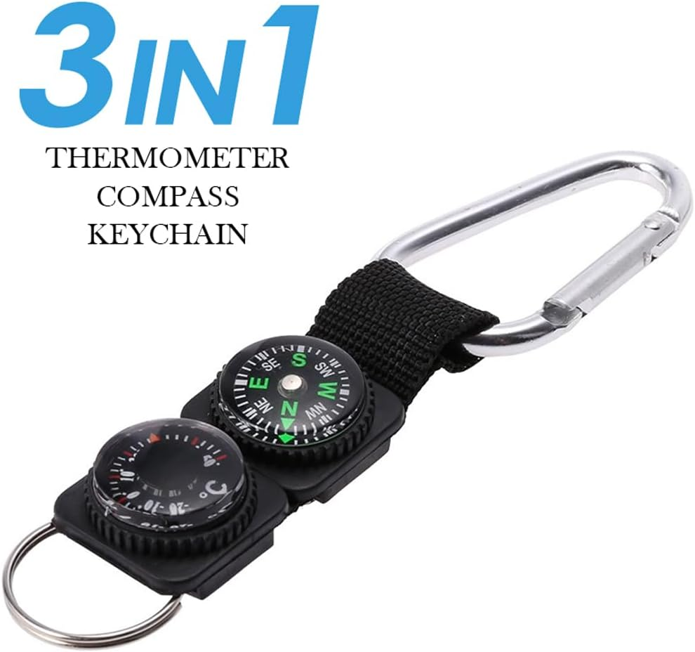 3In1 Compass Thermometer Outdoor Hiking Tactical Survival Carabiner Key image number 5