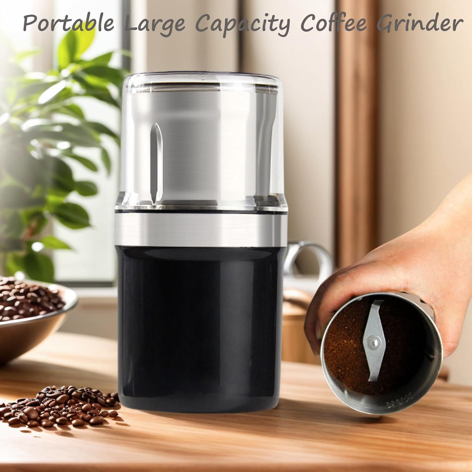 Electric Coffee Grinder & Herb Grinder, Spice Grinder | 3.5Oz /100G Capacity | 200W | Stainless Steel Blade | One-Touch Control | Multigrinder for Home, Kitchen, Camping (Dual Blade Set)