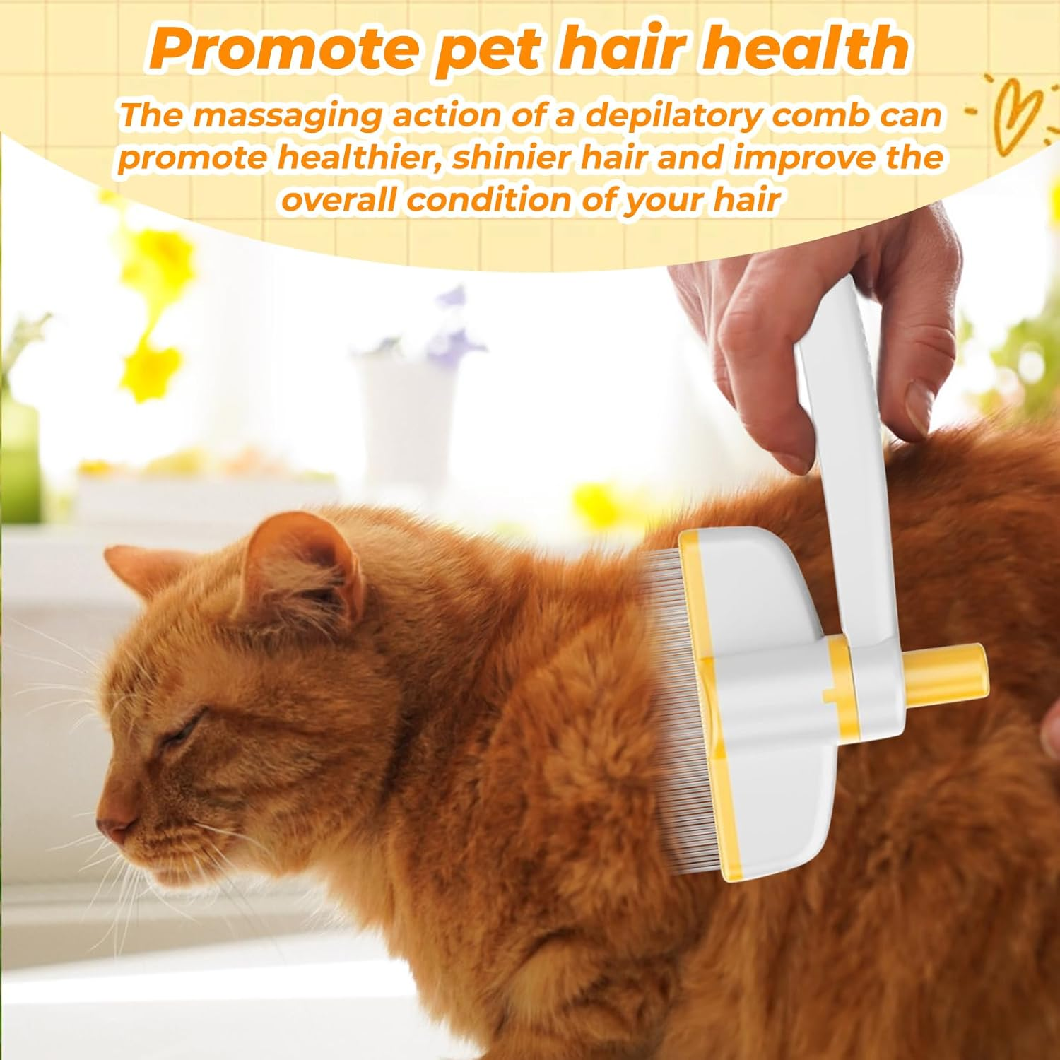 Simsky Pack of 2 Self-Cleaning Pet Brush, Fur Flash Brush for Cats and Dogs - Removes Loose Hair & Knots, with Rotating Brush Head, Ideal for Long and Short Hair