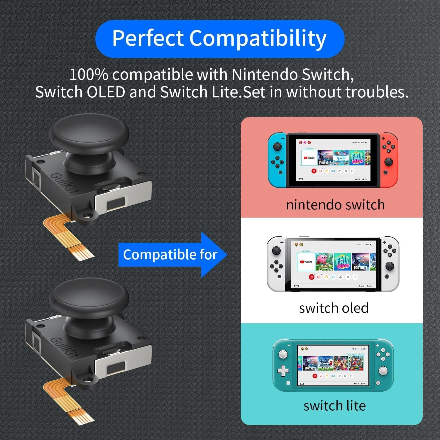 Switch Joystick Replacement for Switch, No Drift Hall Electromagnetic Joysitck with Hall Effect Sensor image number 2
