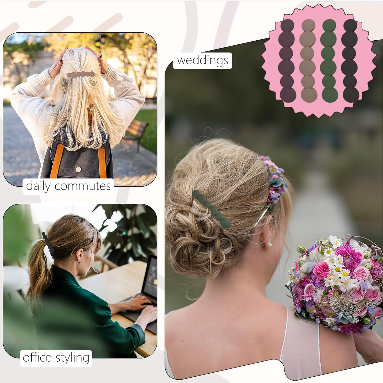 Women'S Hair Clips, 4 Pieces French Hair Clips, Hair Clips Set, Hair Clips, Thin Hair, Automatic Hair Accessories for Fine Thick Hair, Women Girls image number 4