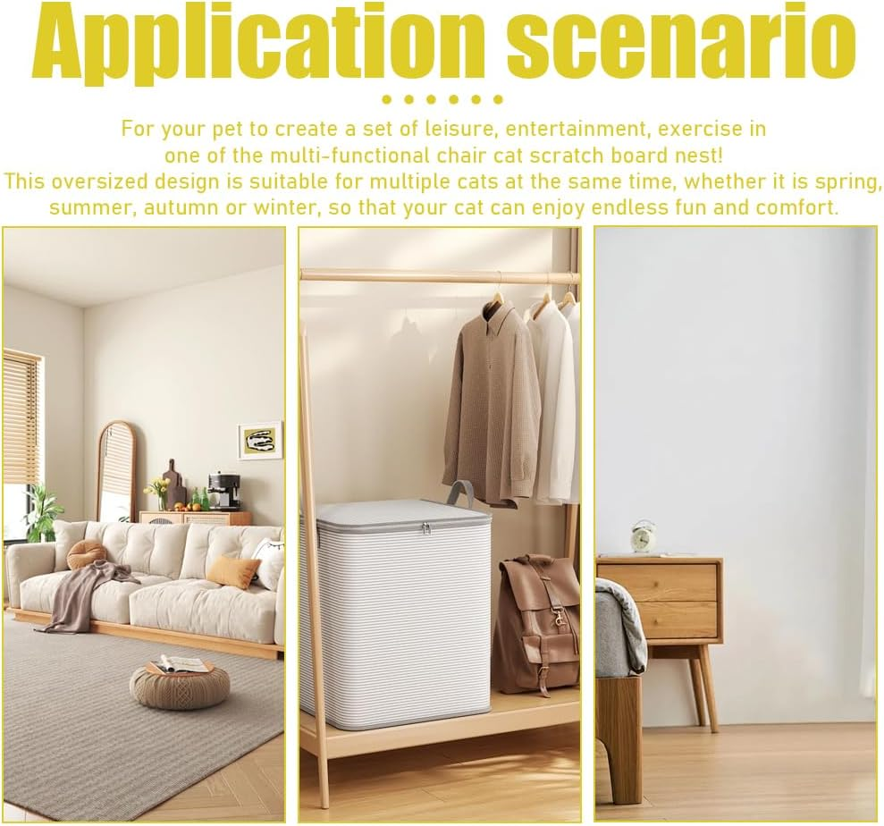 Triangle Cat Claw Sharpener House, Wooden Pet House Suitable for Four Seasons (37 * 50 * 38CM) image number 5