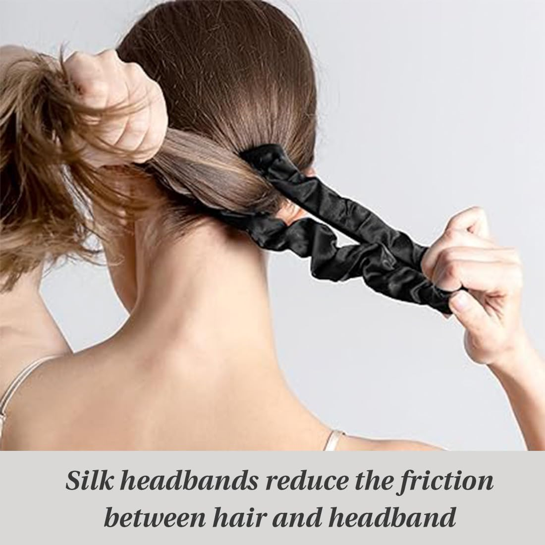 GHPKOTW Pack of 12 Silk Hair Bobbles Black Elastic Hair Scrunchie Small Hair Accessories Hair Bands Women Silk Girls Ponytail Hair Rings (Two Sizes) image number 4