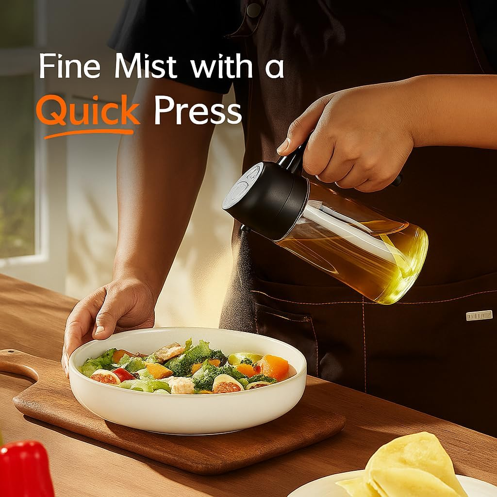Beeny Oil Spray Bottle for Cooking &ndash; 470Ml Glass Olive Oil Mister with Fine Mist Nozzle &ndash; Refillable Kitchen Dispenser for Air Fryer, BBQ, Salad, Baking, Non-Aerosol, Bpa-Free image number 4