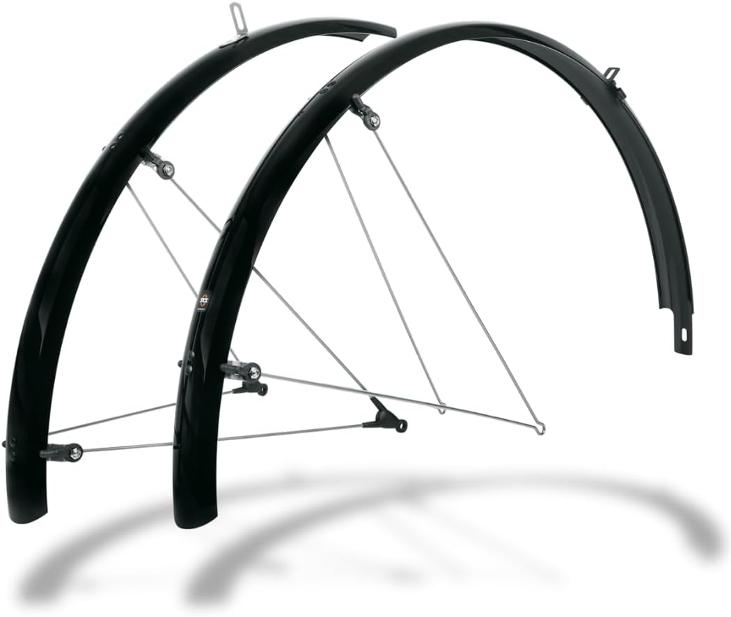 SKS GERMANY BLUEMELS Basic 26 Inch 53 Mm Black Set Mudguard Set, Bicycle Accessories (Robust Sandwich Construction, ASR Safety System, V-Struts with Fixed Bridges for Flexible Adjustment), Black