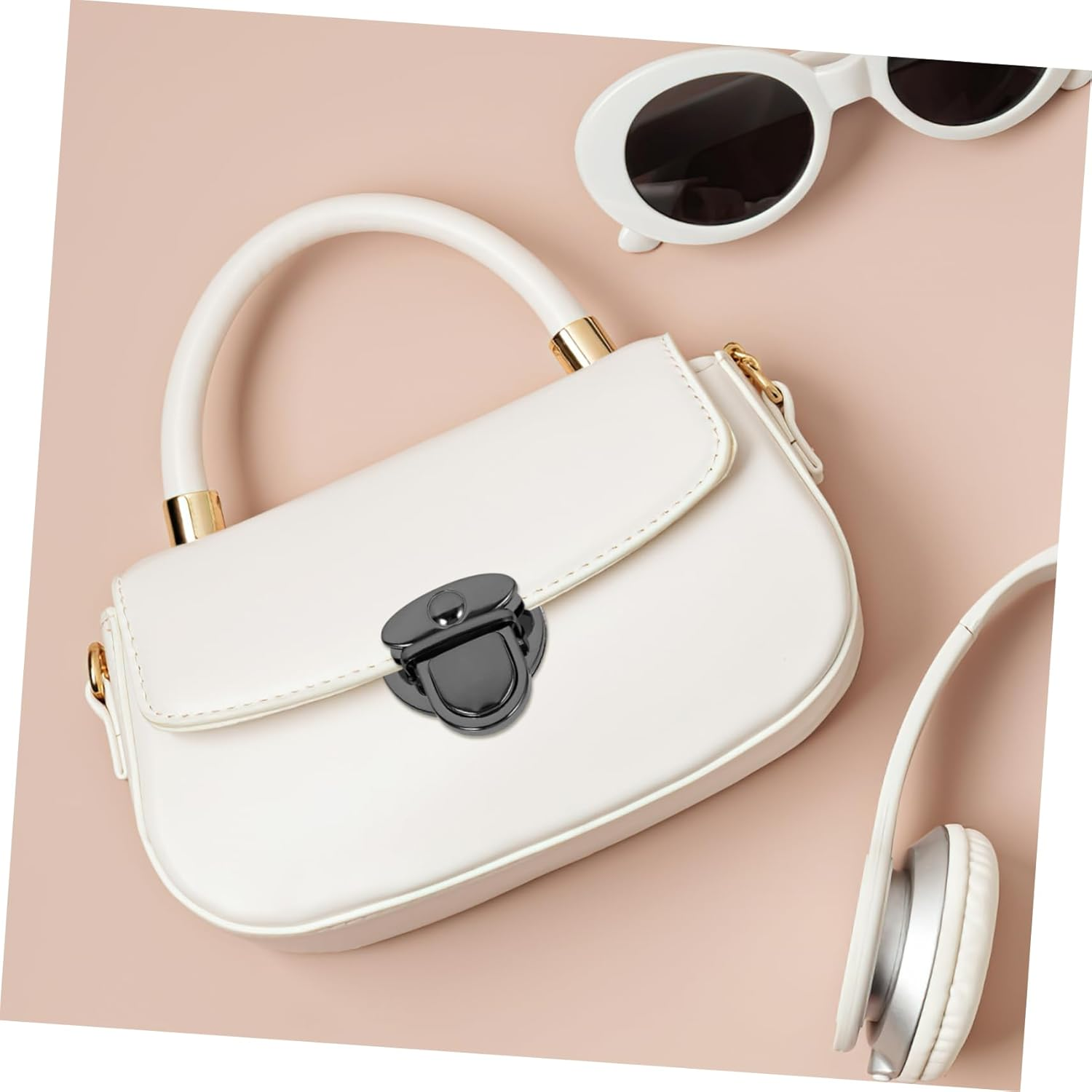 STOBOK 10Pcs Iron round Press Bag Buckle Locks DIY Handbag Accessories Gun Black 4.7Cm Wide Suitable for Bag Hardware and Repairs - Black image number 4