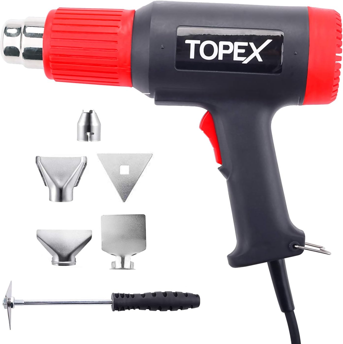 TOPEX Heat Gun Hot Air Heating Tool Kit Dual Speed W/ 5 Accessories Storage Case image number 6