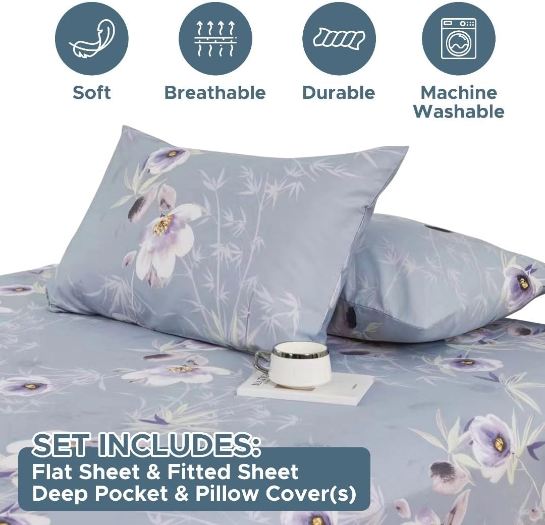 Essina Double Bed Sheets &ndash; 4 Pcs Double Bed Sheet Set - Deep Pocket Fitted Sheet &ndash;Double Bed Sheet Set Cotton 620 Thread Count &ndash; Luxury Cotton Bed Sheets Double &ndash; Violas