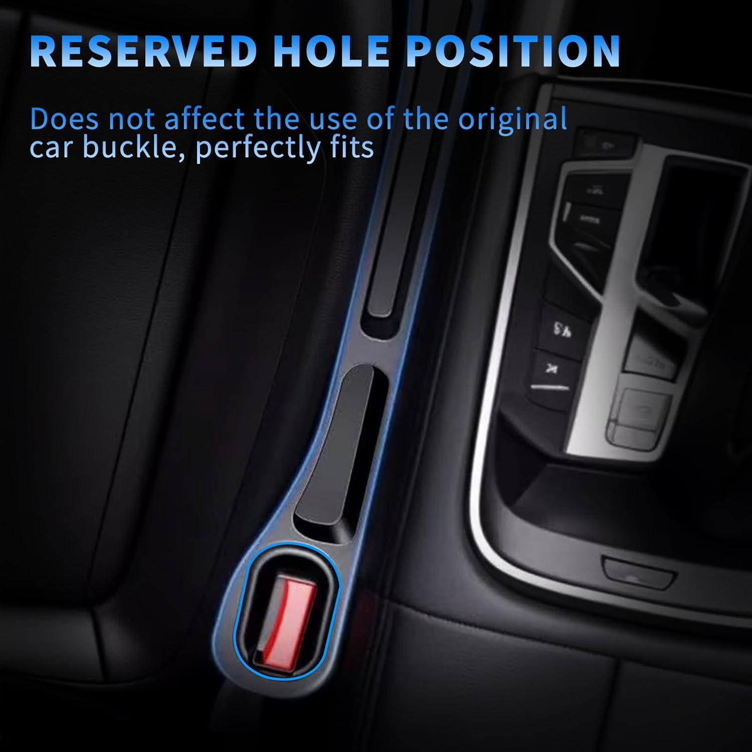 Upgraded 2Pcs Car Seat Gap Filler with 4 Headrest Hooks, Universal Fit Side Gap Filler for Car, SUV, 4WD | Car Accessories Interior Organiser for Phone, Keys-Stops Items Falling into Gap Seat Console image number 3